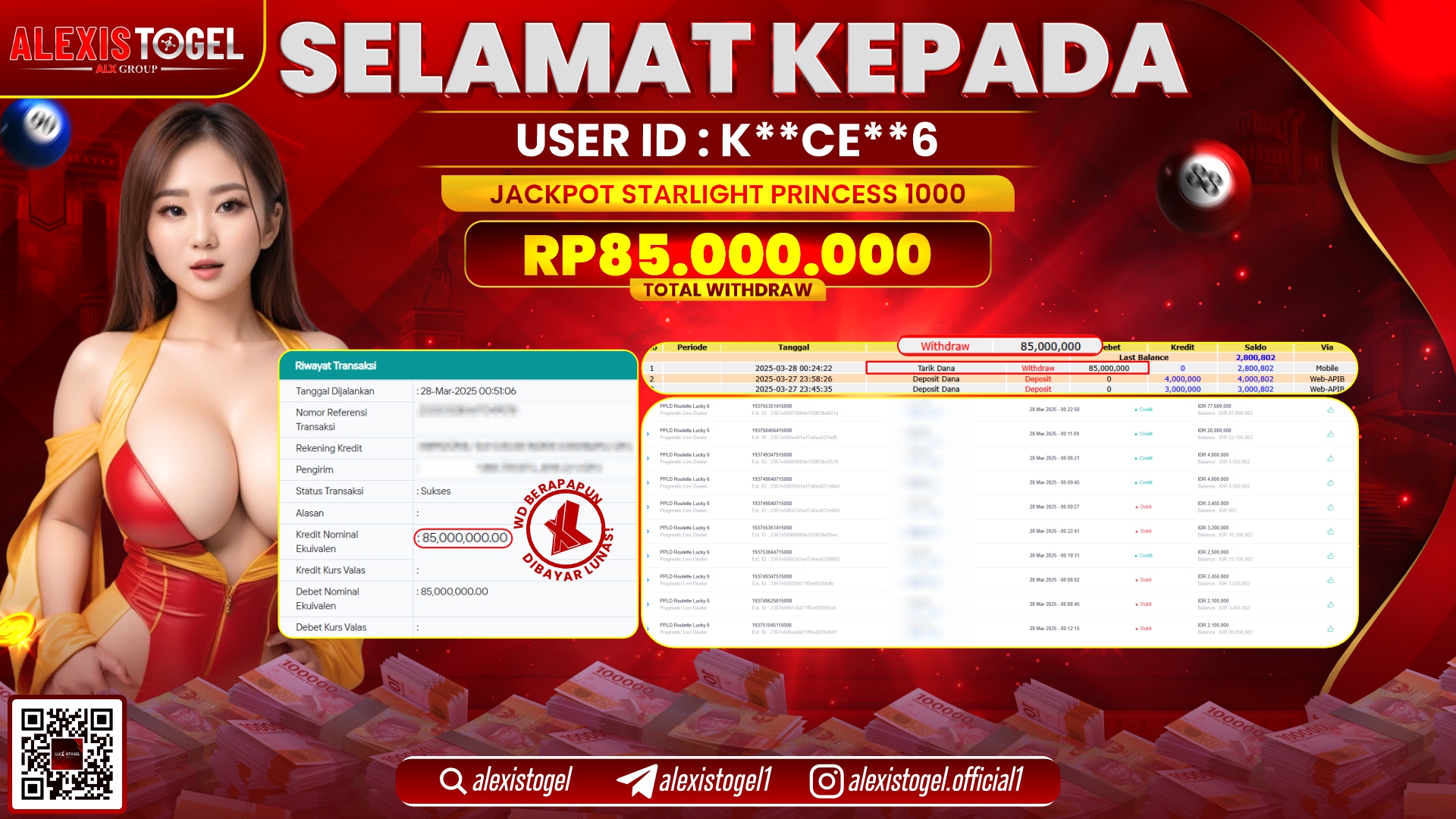ALEXISTOGEL di SLOT STARLIGHT PRINCESS RP.85.000.000 LUNAS
