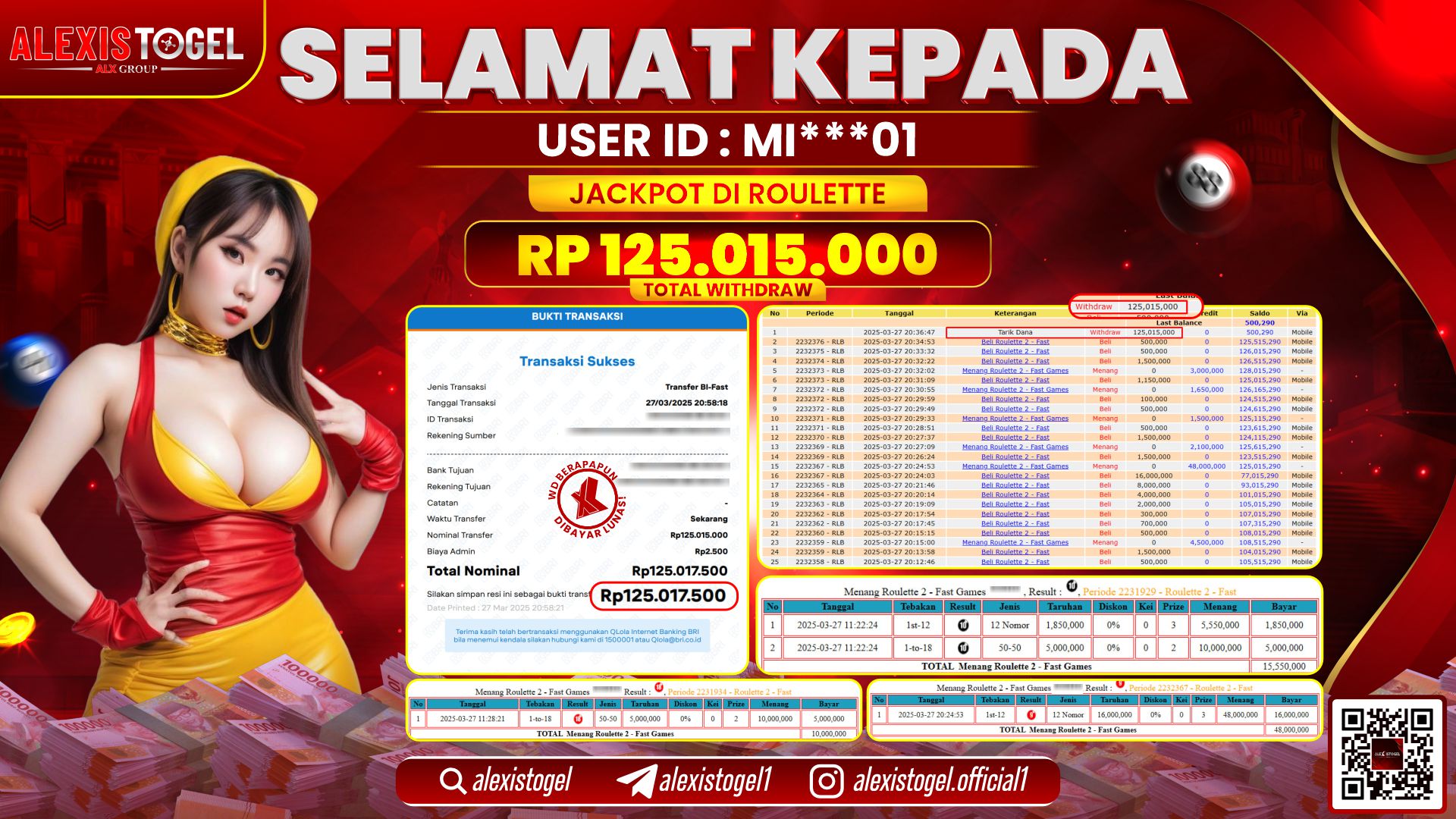 ALEXISTOGEL di CASINO ROULETTE RP.125.015.000 LUNAS
