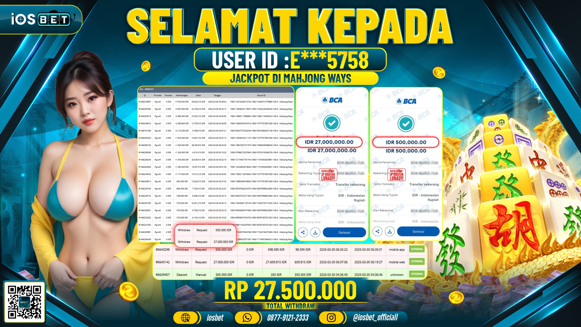 Bukti Pembayaran LUNAS SLOT GAME GACOR  Rp.27.500.000