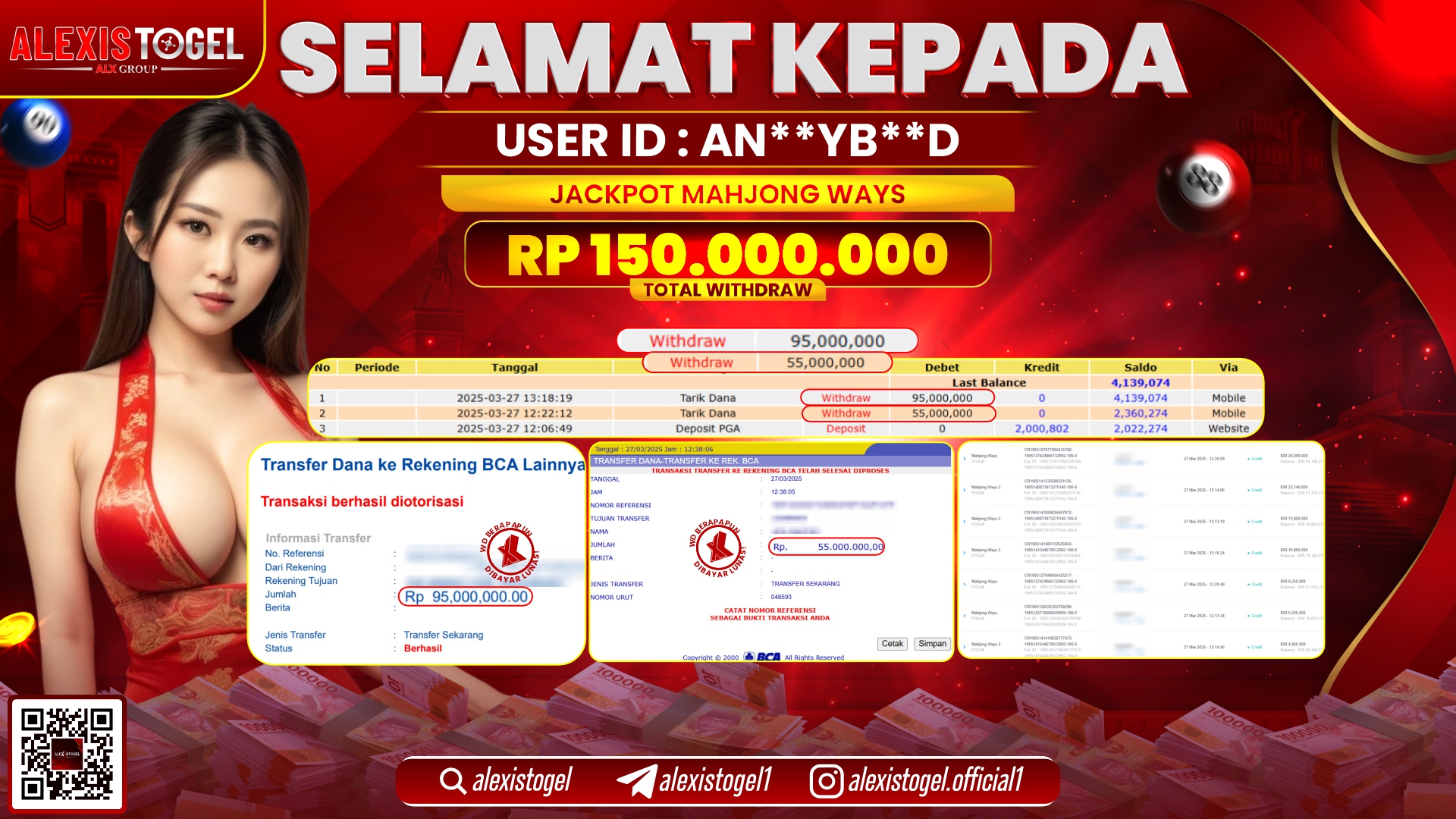 ALEXISTOGEL di SLOT MAHJONG WAYS RP.150.000.000 LUNAS