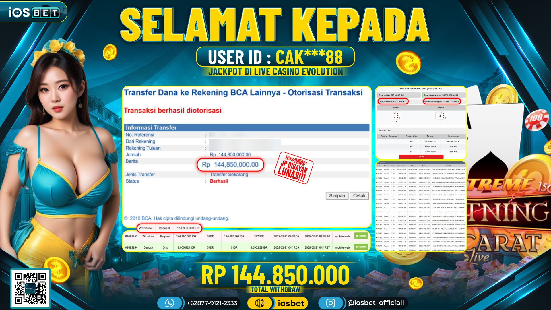Bukti Pembayaran LUNAS SLOT GAME GACOR  Rp.144.850.000
