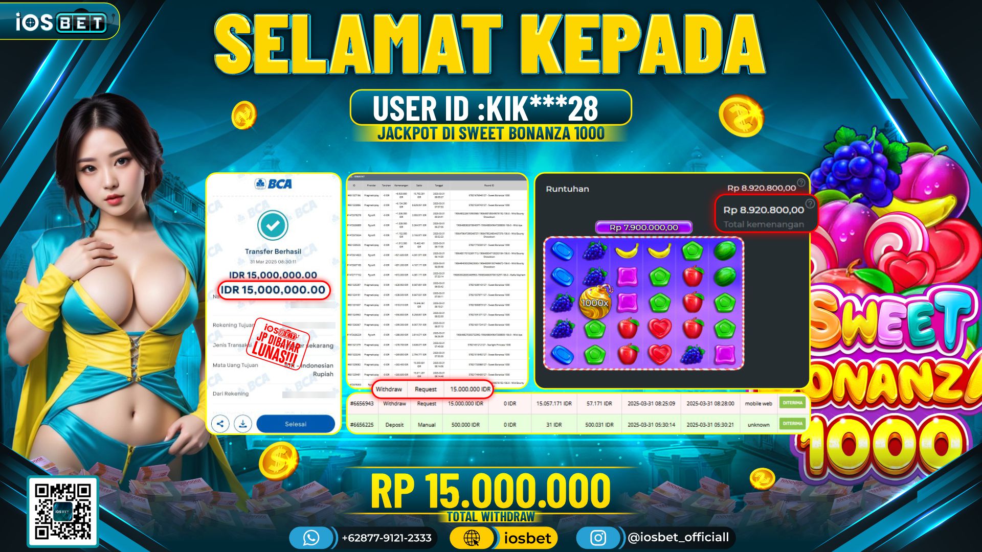 Bukti Pembayaran LUNAS SLOT GAME GACOR  Rp.15.000.000