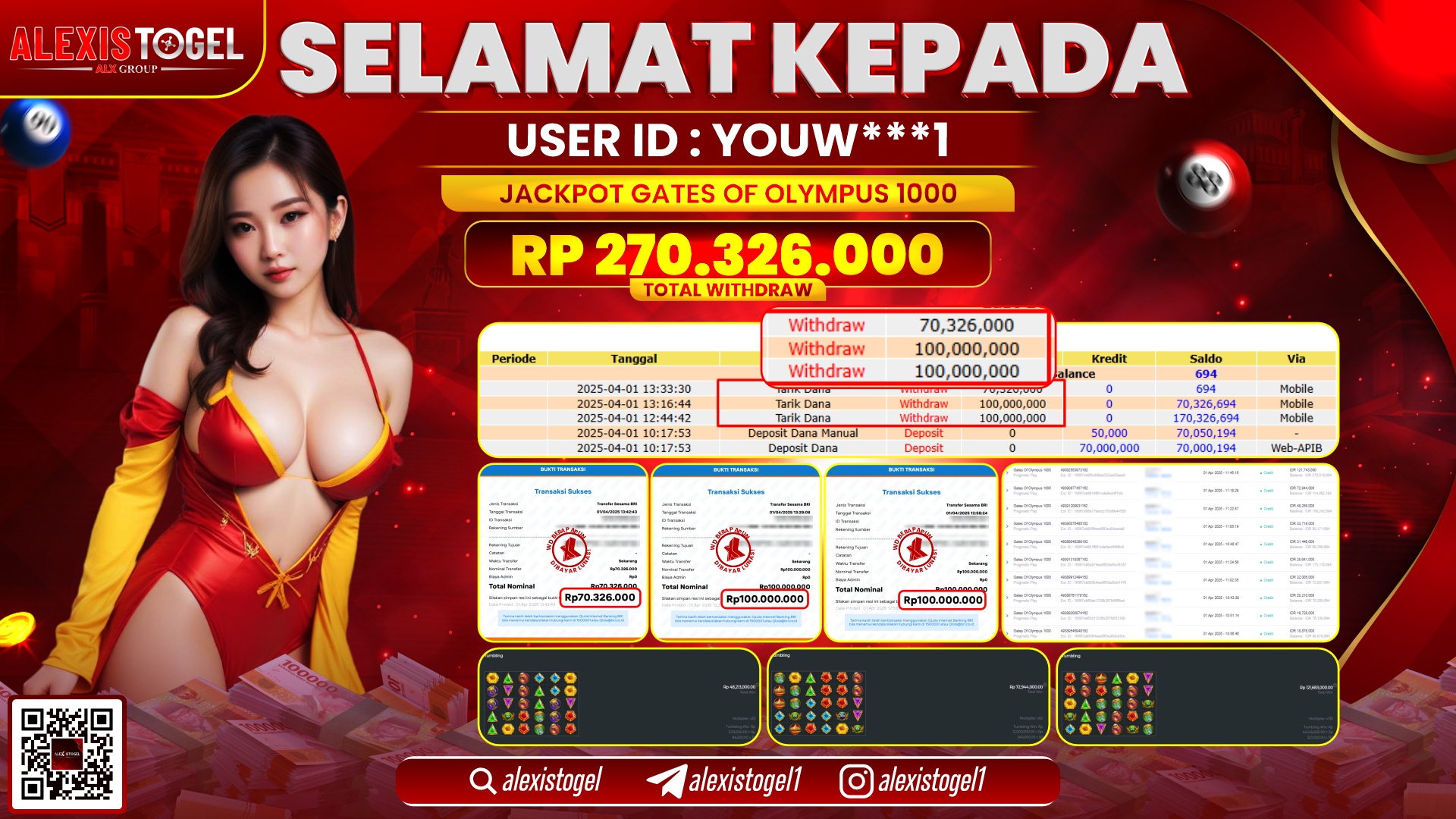 ALEXISTOGEL di SLOT MAHJONG WAYS RP.270.326.000 LUNAS