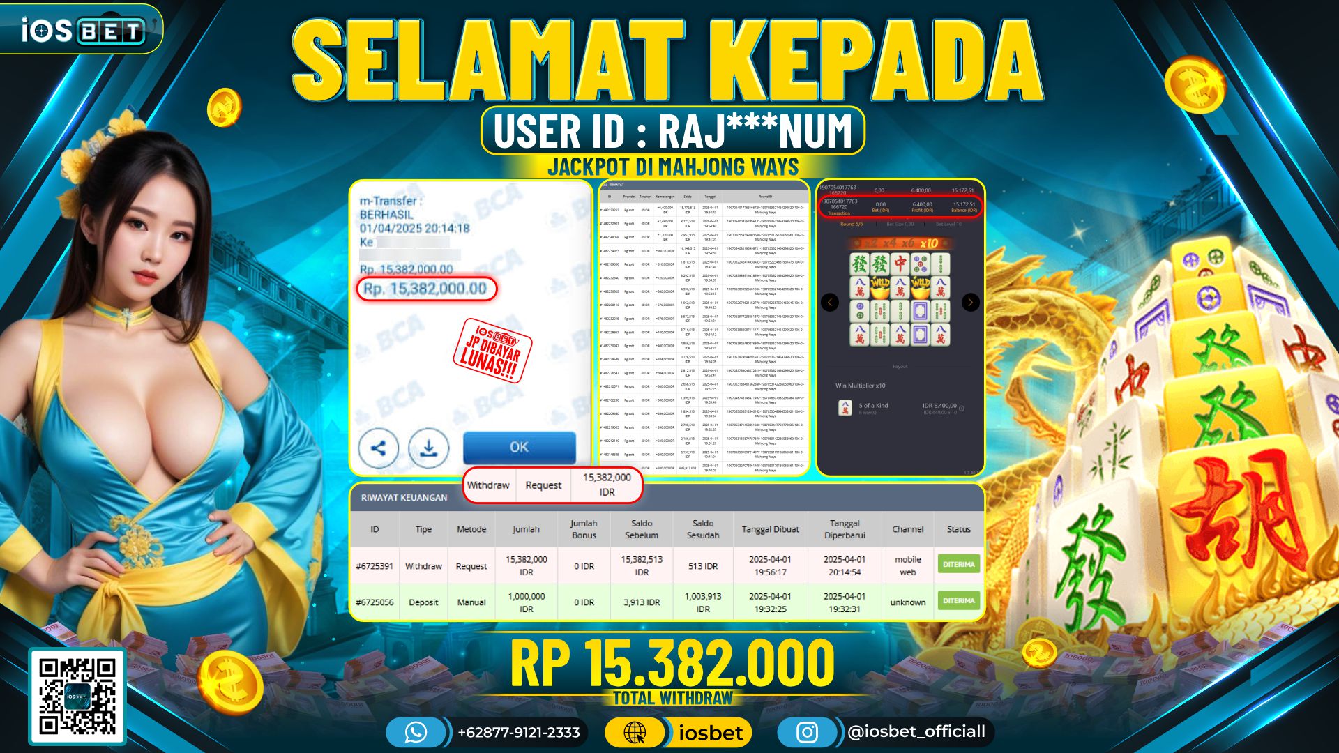Bukti Pembayaran LUNAS SLOT GAME GACOR  Rp.15.382.000