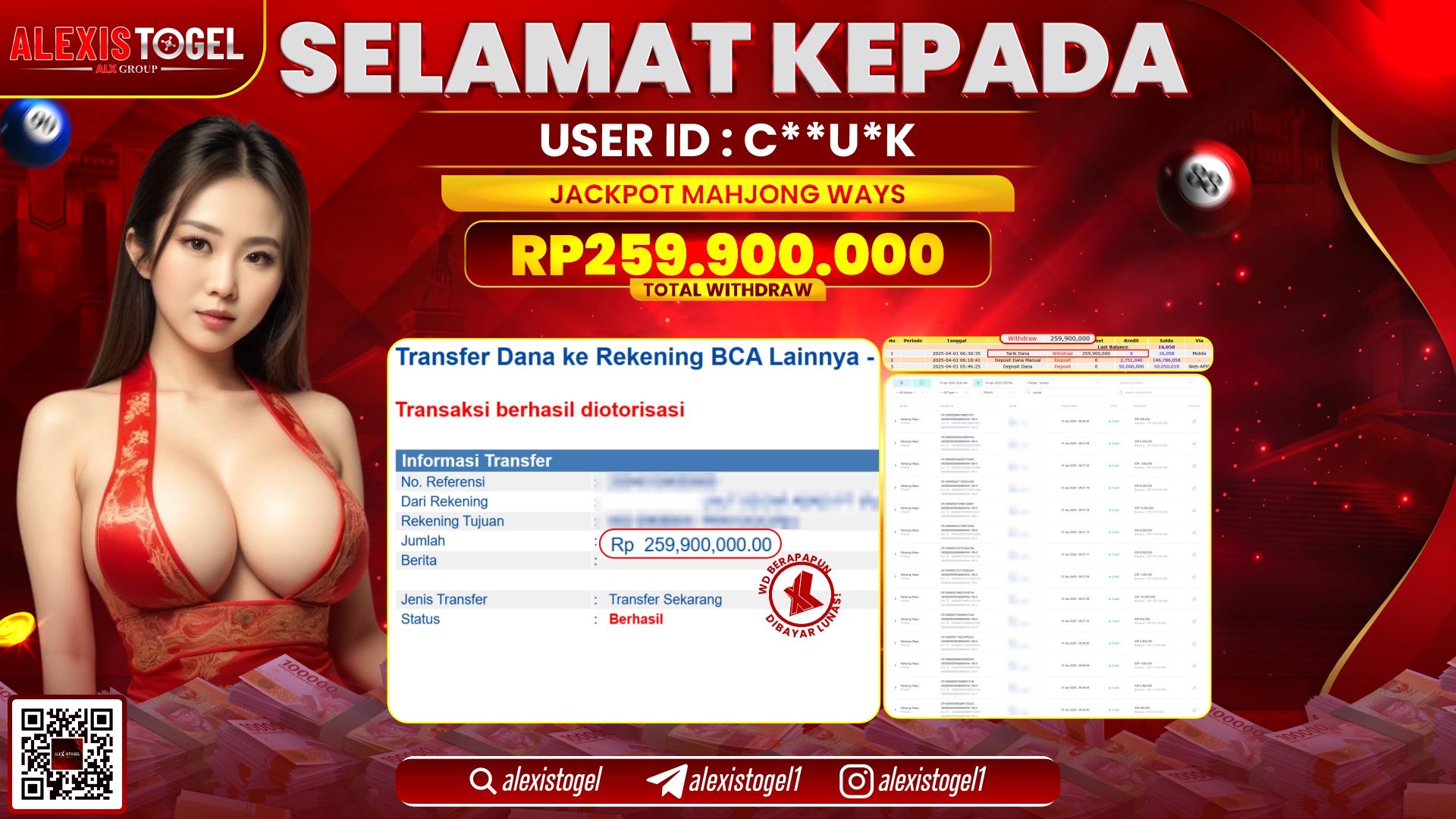 ALEXISTOGEL di SLOT MAHJONG WAYS RP.259.900.000 LUNAS