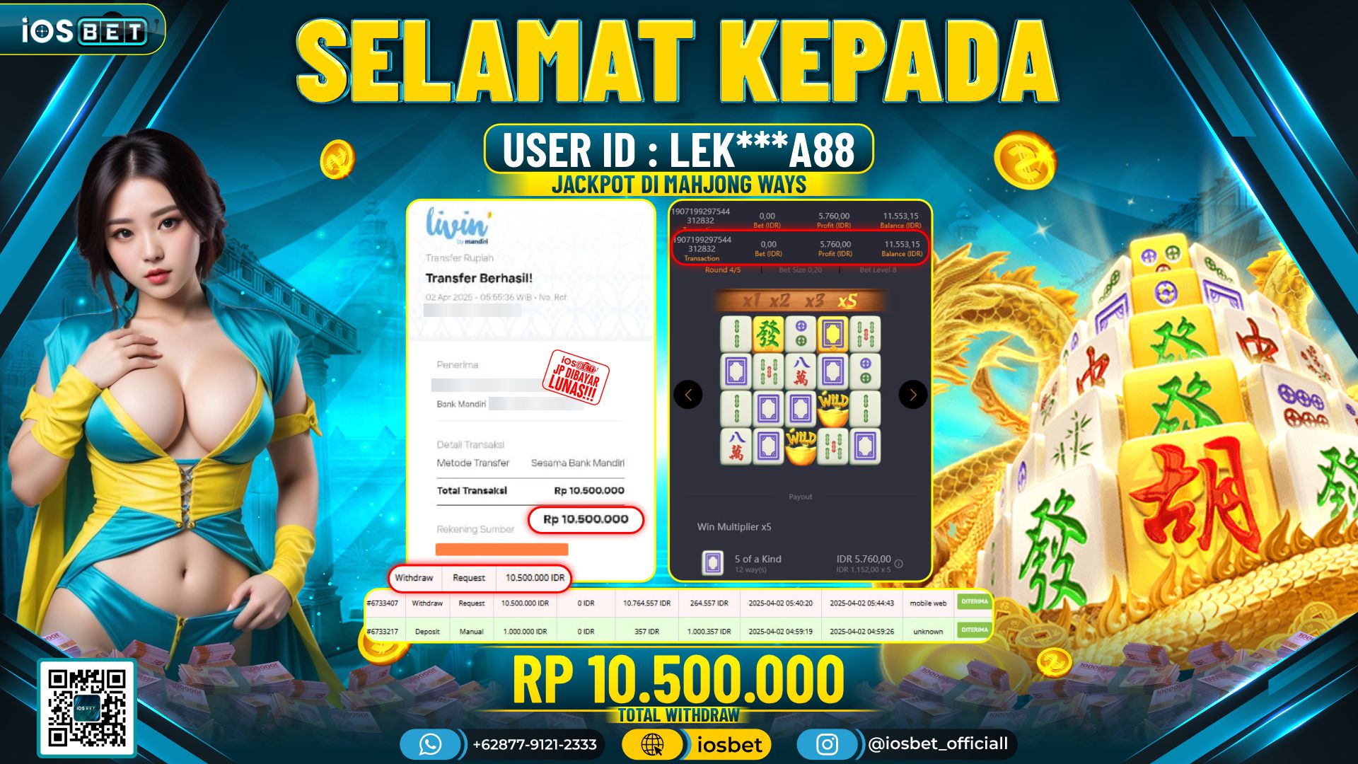 Bukti Pembayaran LUNAS SLOT GAME GACOR  Rp.10.500.000