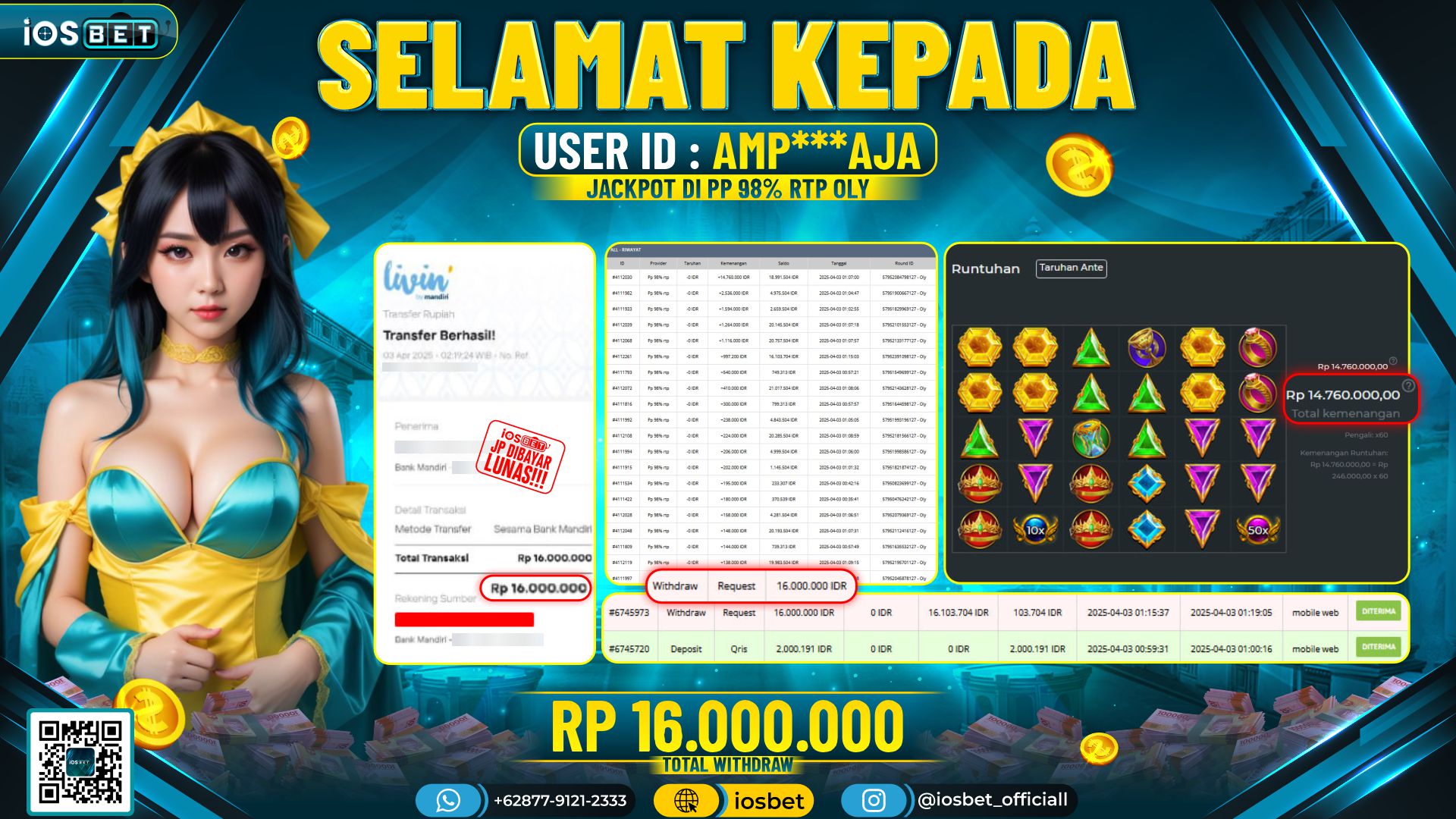 Bukti Pembayaran LUNAS SLOT GAME GACOR  Rp.16.000.000