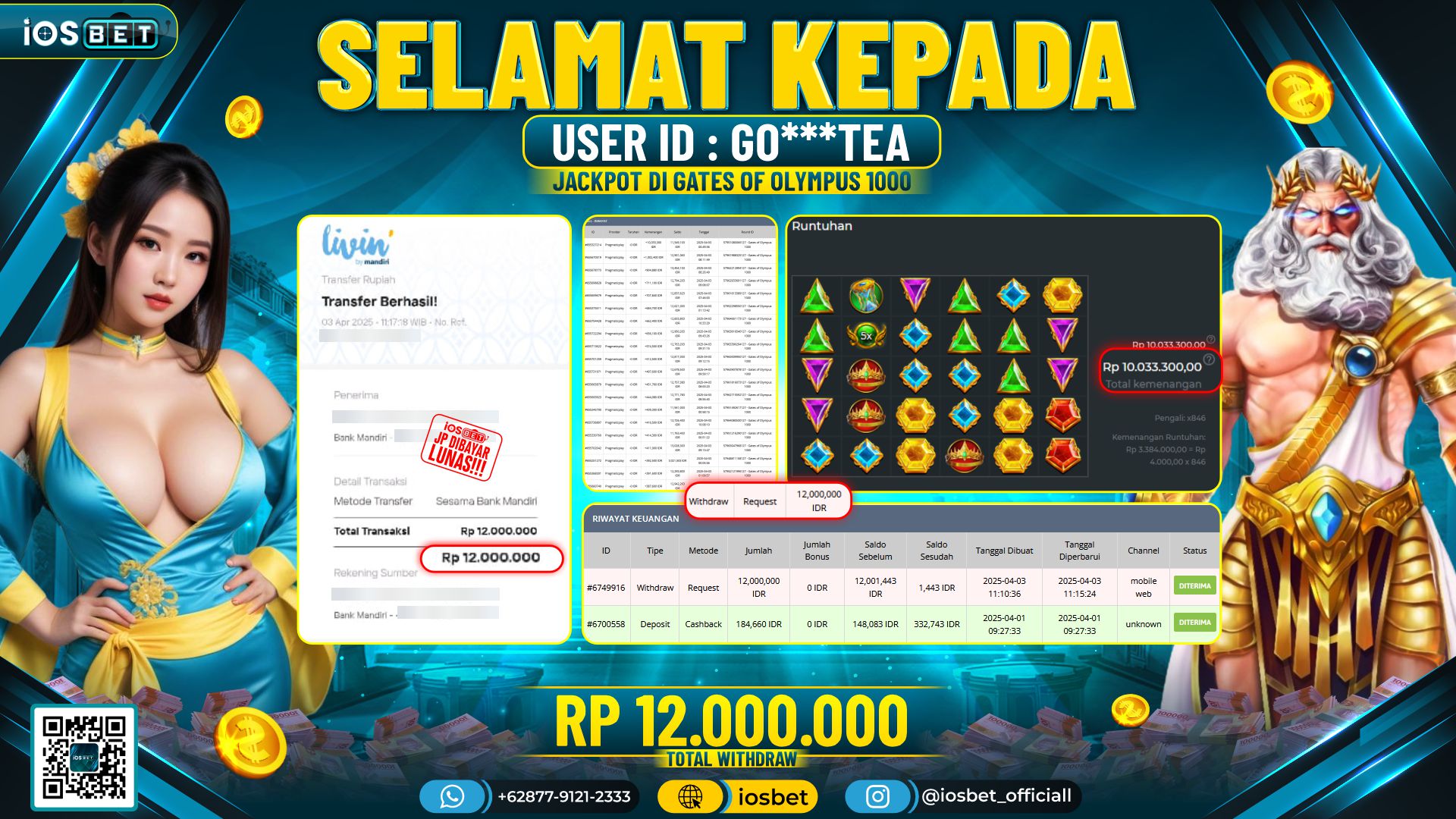 Bukti Pembayaran LUNAS SLOT GAME GACOR  Rp.12.000.000