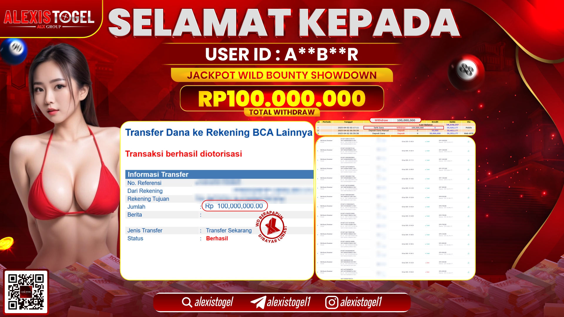 ALEXISTOGEL di SLOT WILD BOUNTY RP.100.000.000 LUNAS