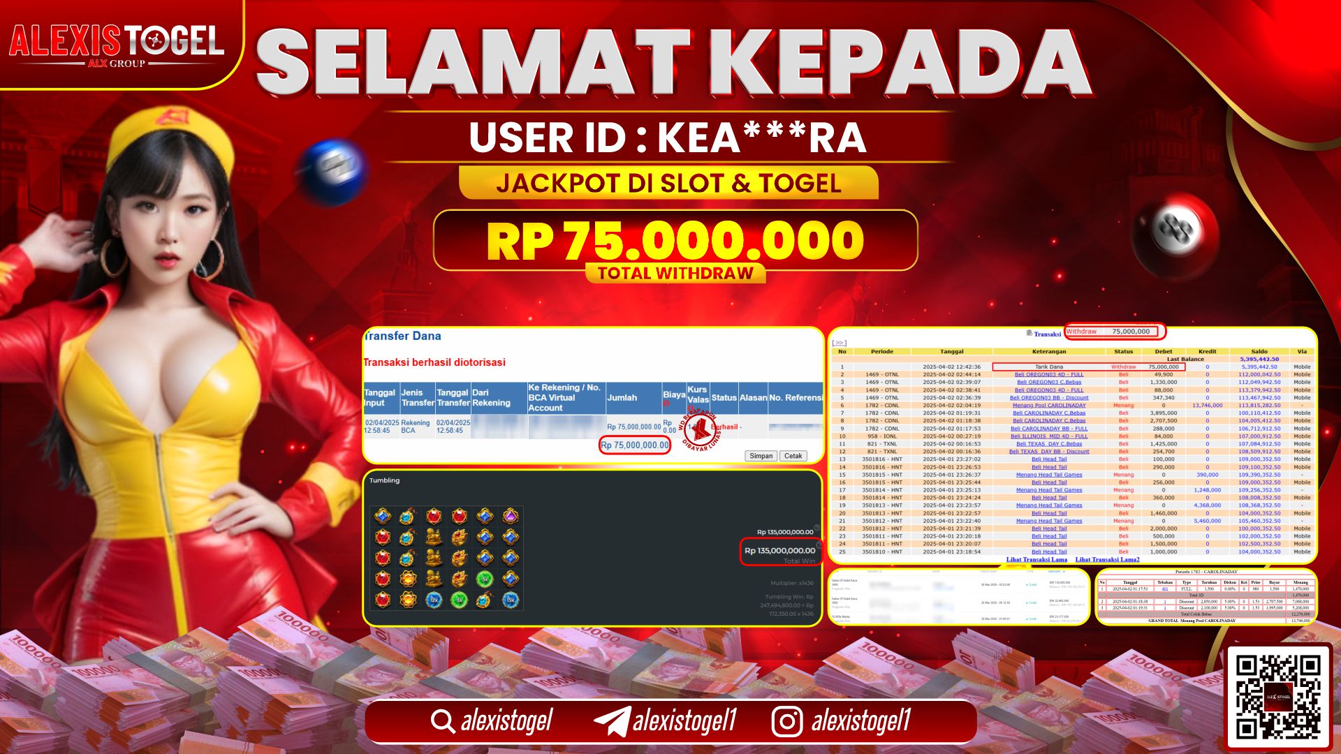 ALEXISTOGEL di SLOT & TOGEL RP.75.000.000 LUNAS