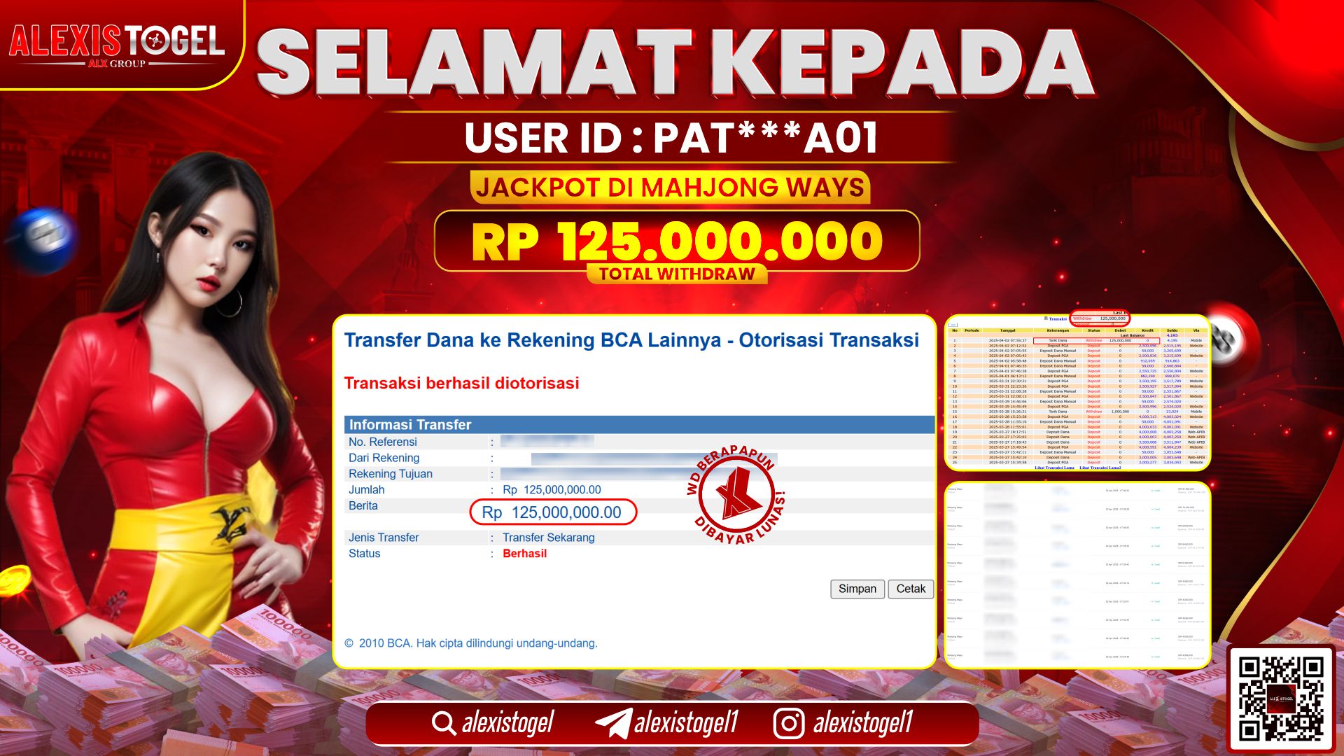 ALEXISTOGEL di SLOT MAHJONG WAYS RP.125.000.000 LUNAS