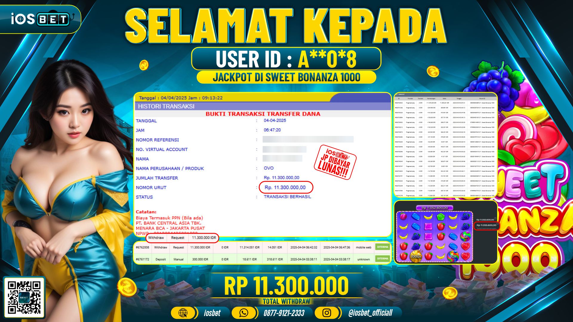 Bukti Pembayaran LUNAS SLOT GAME GACOR  Rp.11.300.000