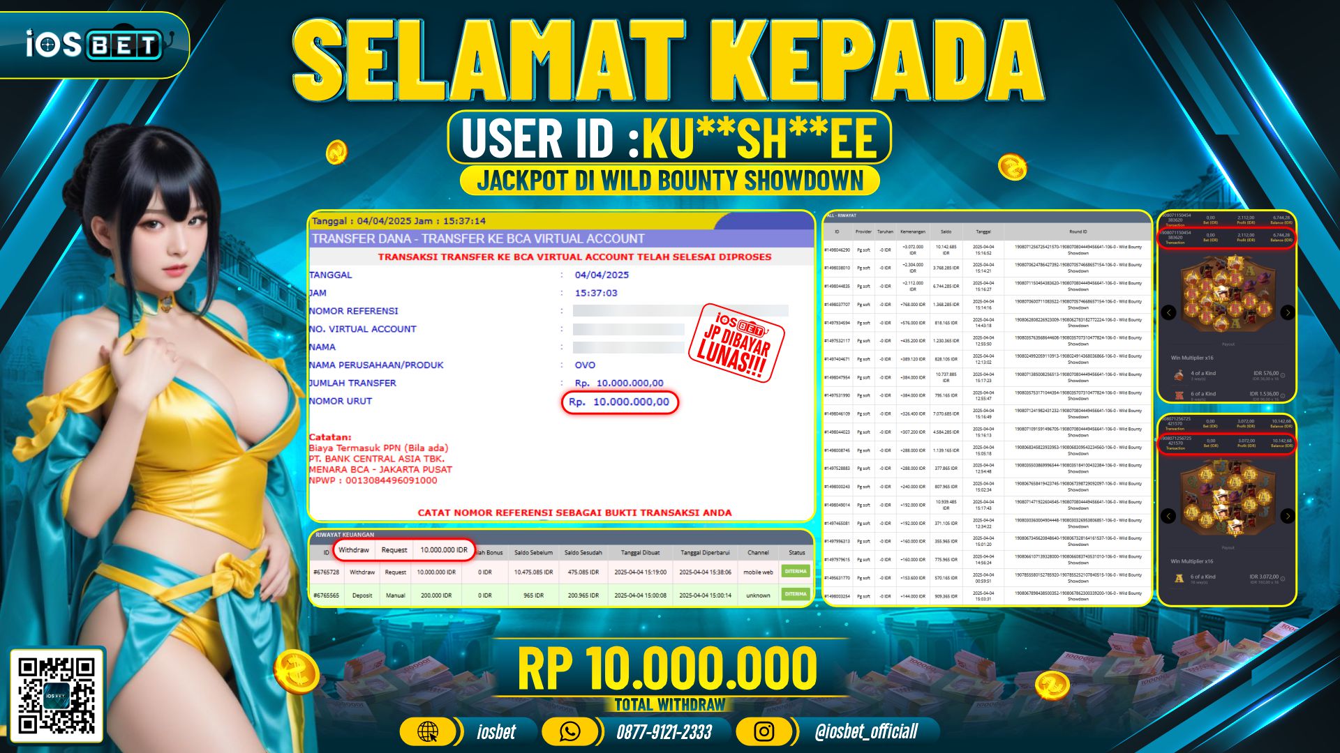 Bukti Pembayaran LUNAS SLOT GAME GACOR  Rp.10.000.000