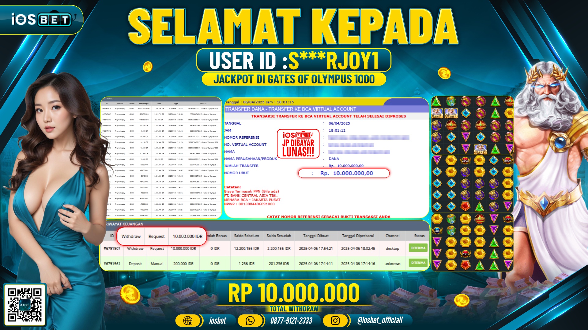Bukti Pembayaran LUNAS SLOT GAME GACOR  Rp.10.000.000