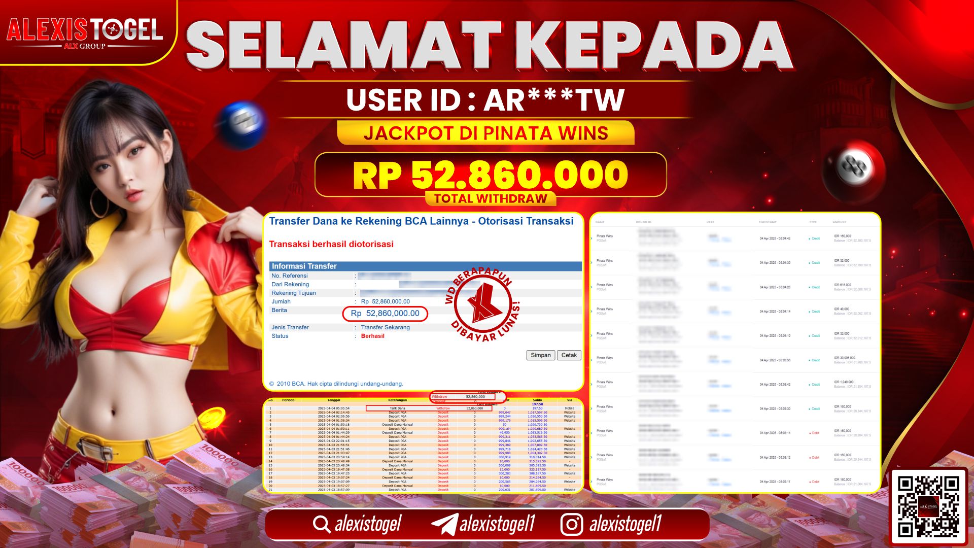 ALEXISTOGEL di SLOT PINATA WINS RP.52.860.000 LUNAS