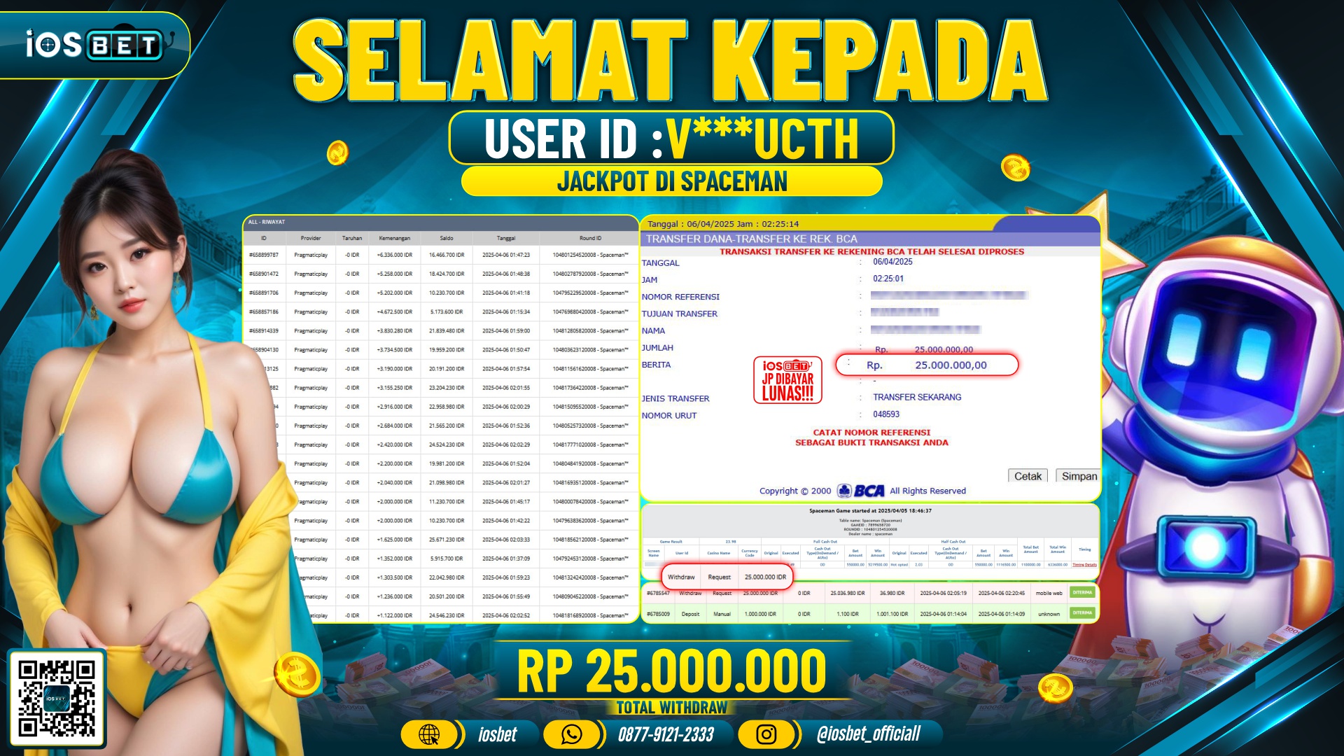 Bukti Pembayaran LUNAS SLOT GAME GACOR  Rp.25.000.000