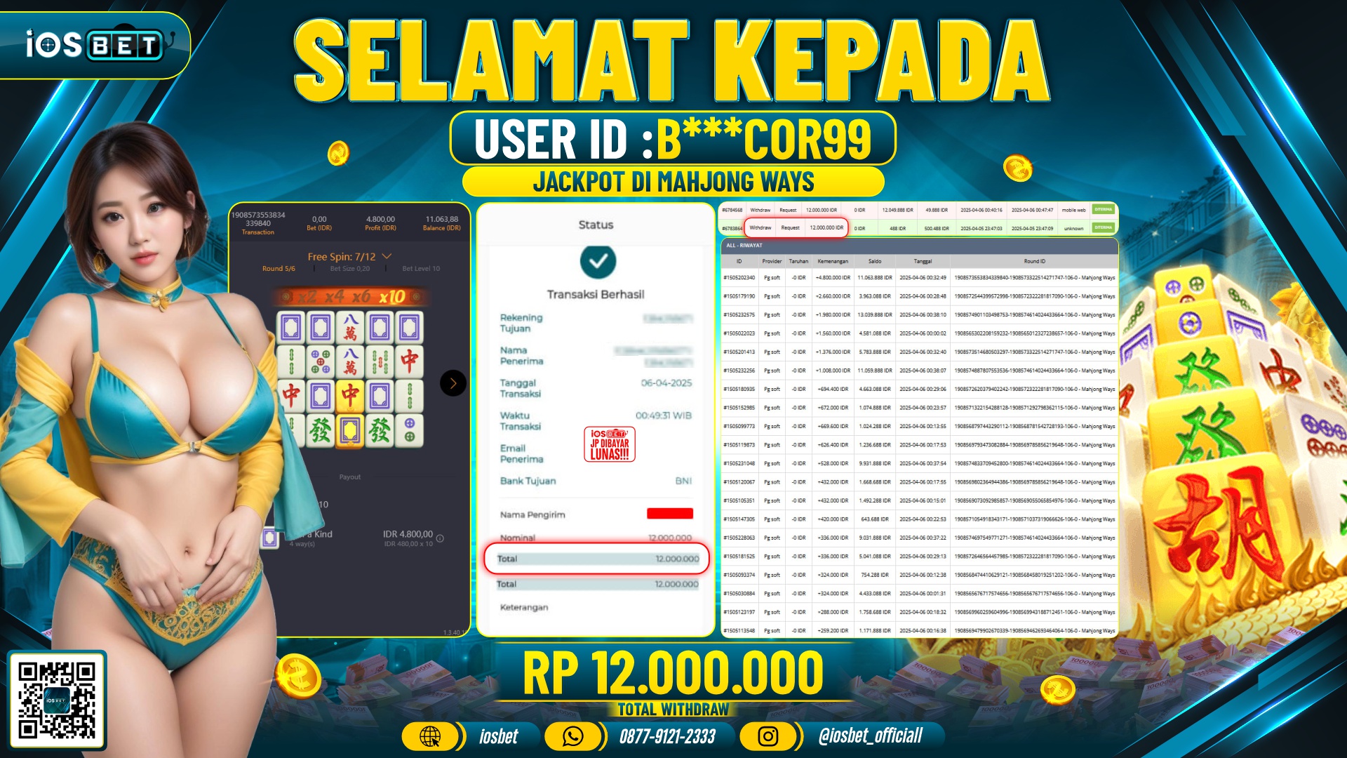 Bukti Pembayaran LUNAS SLOT GAME GACOR  Rp.12.000.000