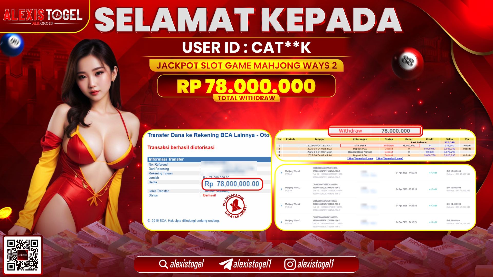 ALEXISTOGEL di SLOT MAHJONG WAYS 2 RP.78.000.000 LUNAS