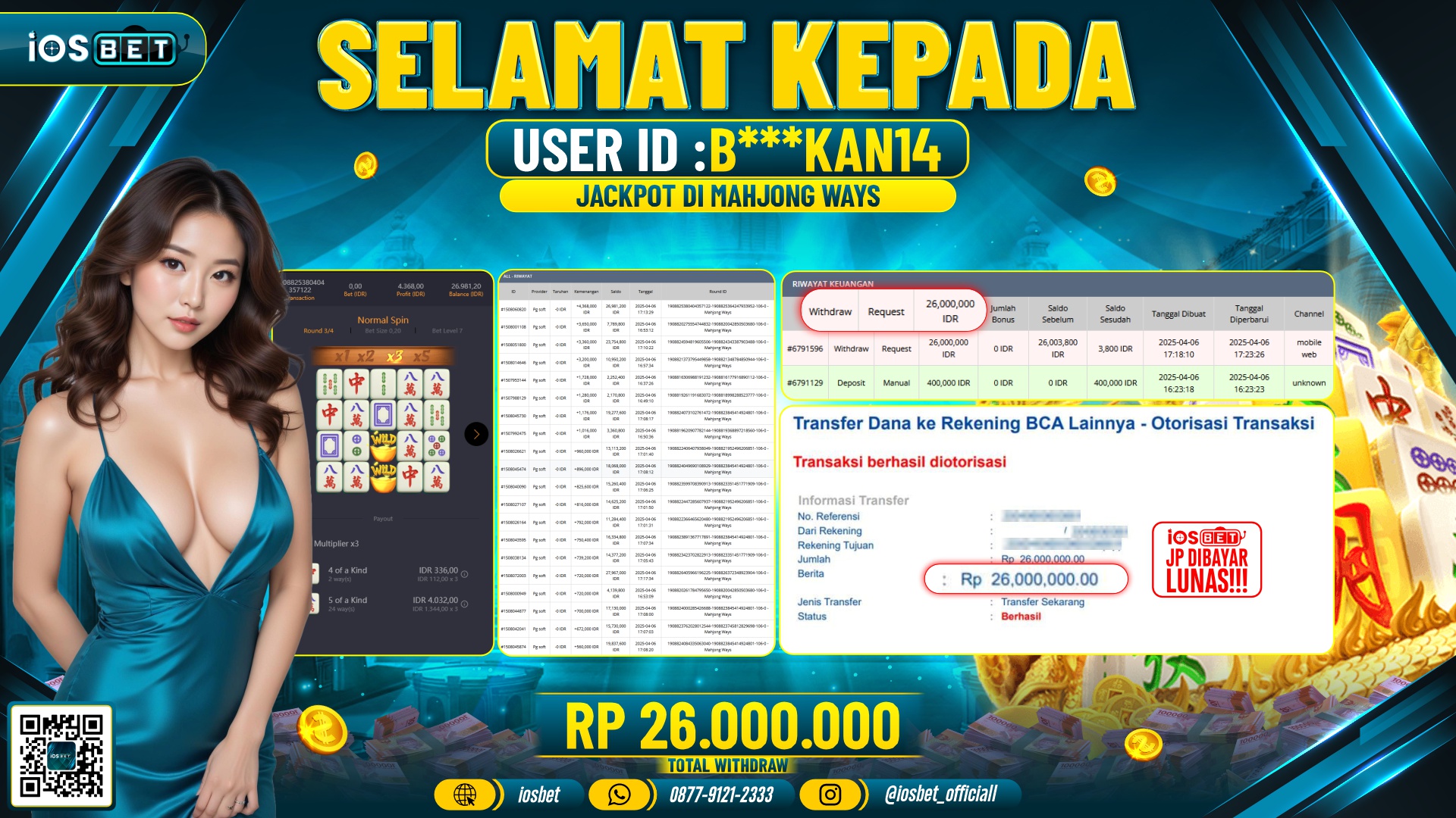 Bukti Pembayaran LUNAS SLOT GAME GACOR  Rp.26.000.000