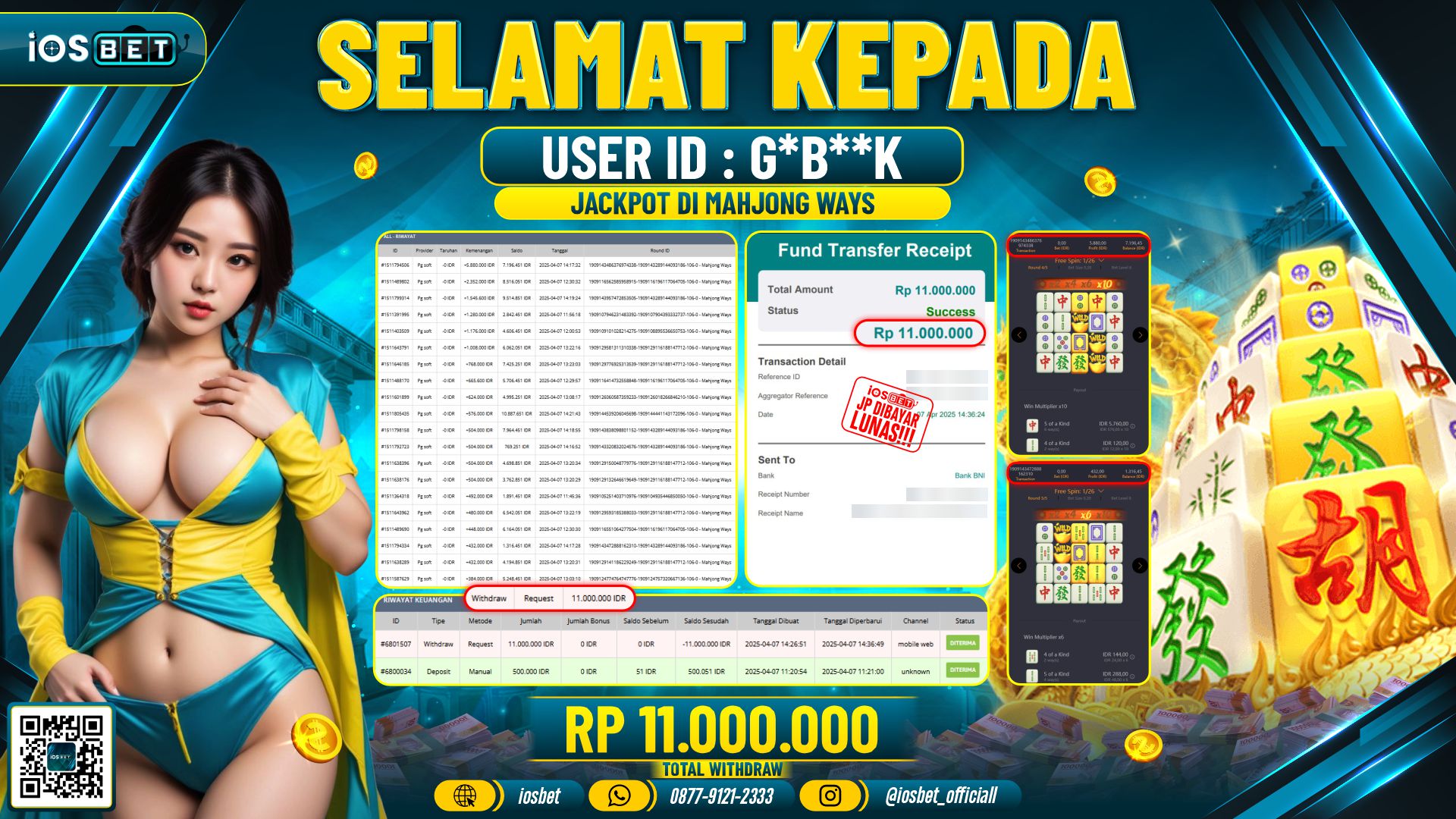 Bukti Pembayaran LUNAS SLOT GAME GACOR  Rp.11.000.000