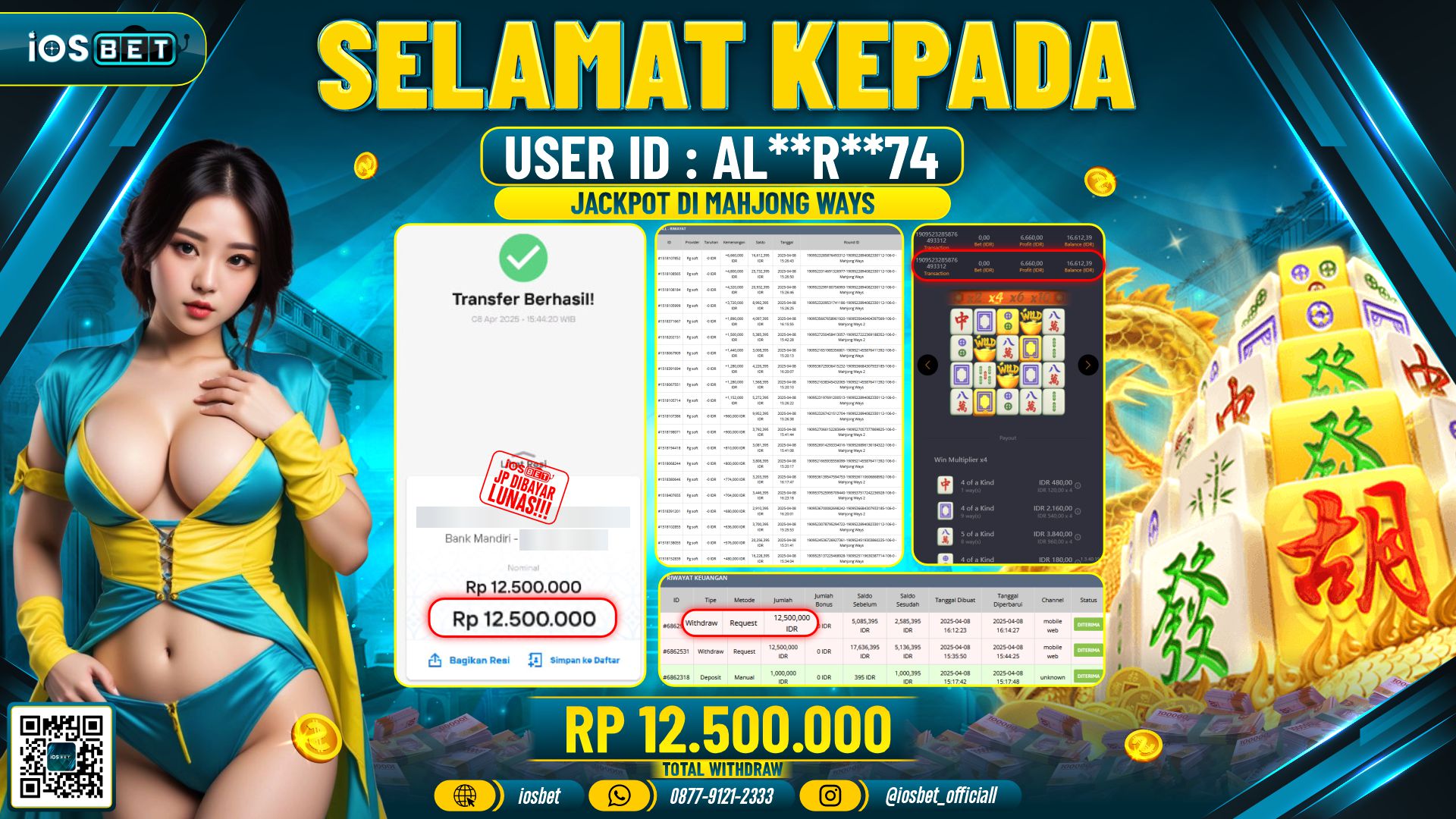 Bukti Pembayaran LUNAS SLOT GAME GACOR  Rp.12.500.000