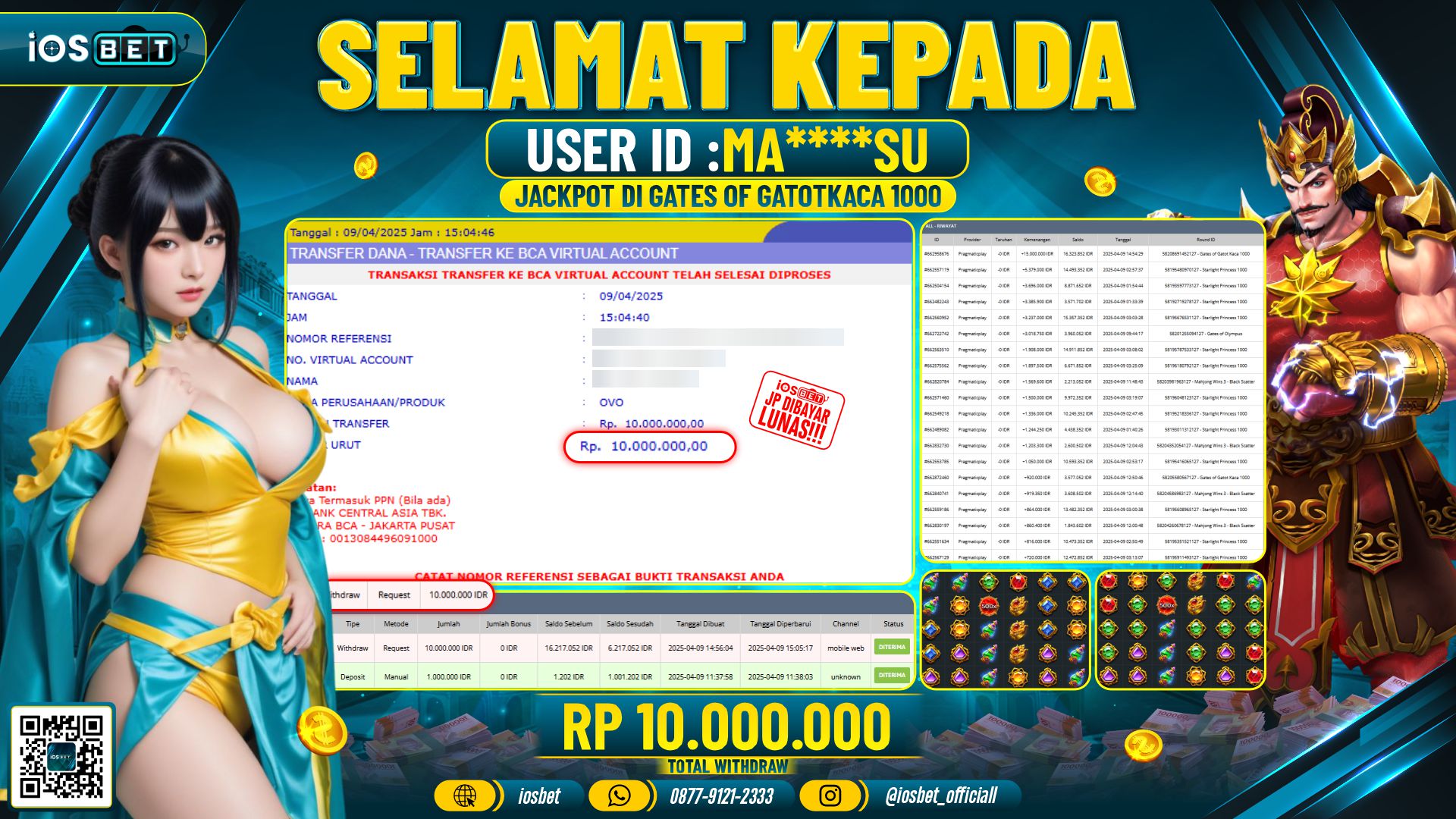 Bukti Pembayaran LUNAS SLOT GAME GACOR  Rp.10.000.000