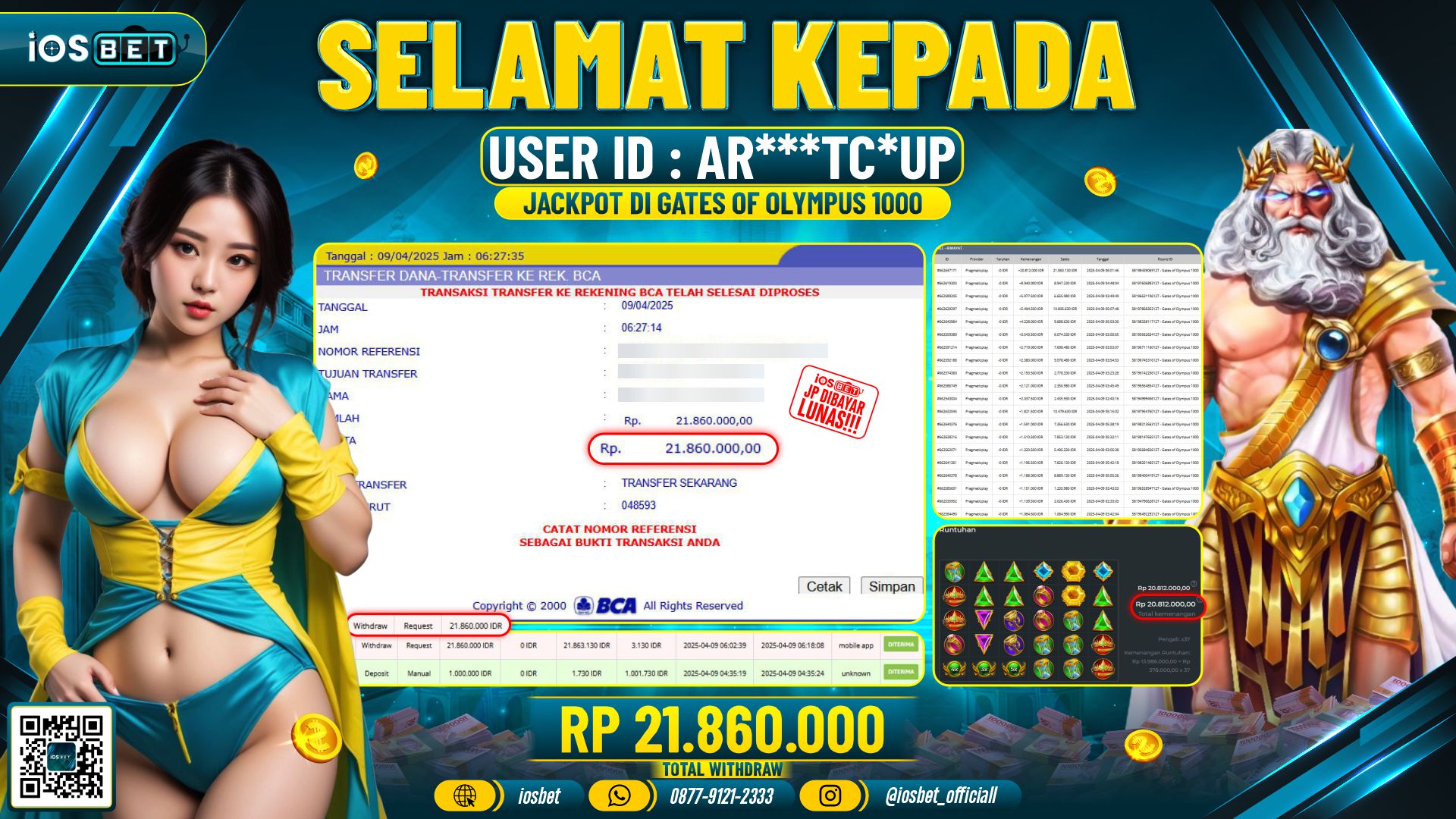 Bukti Pembayaran LUNAS SLOT GAME GACOR  Rp.21.860.000
