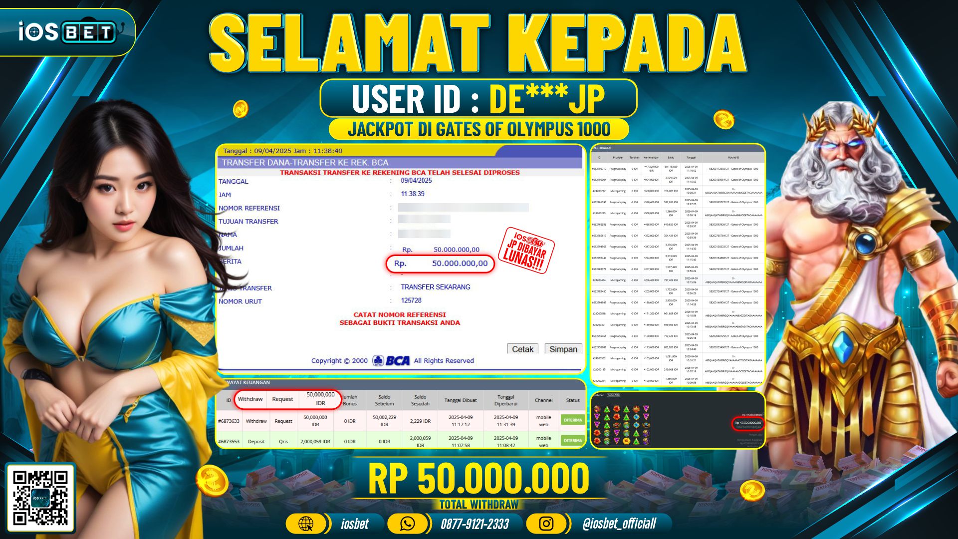 Bukti Pembayaran LUNAS SLOT GAME GACOR  Rp.50.000.000