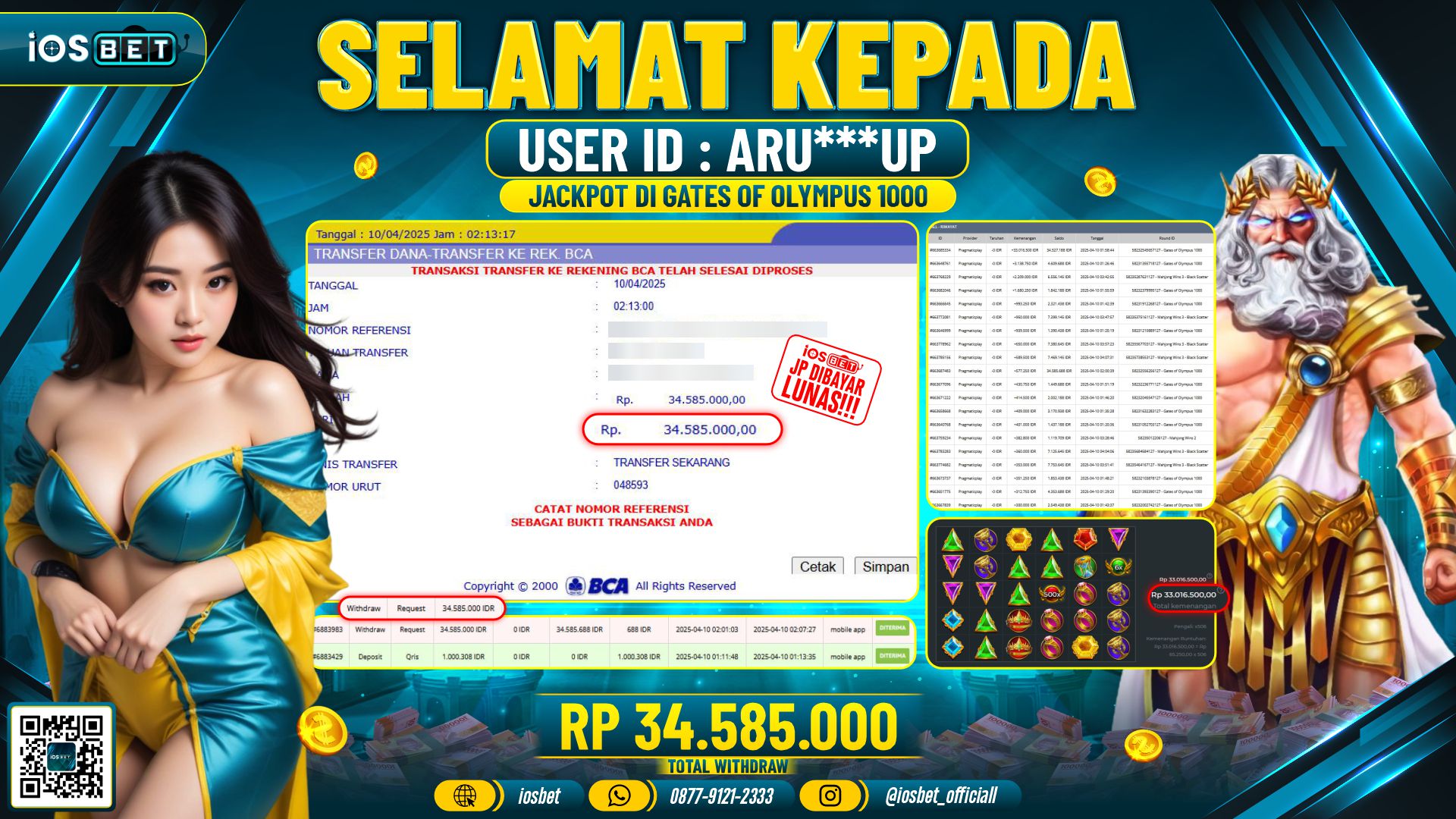Bukti Pembayaran LUNAS SLOT GAME GACOR  Rp.34.585.000