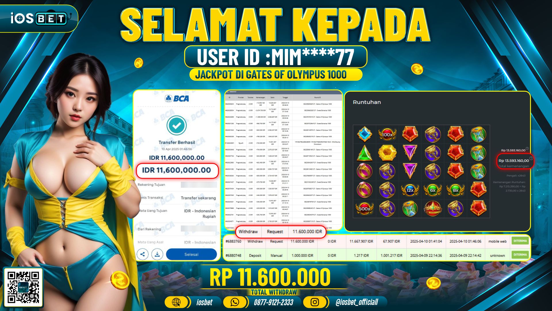 Bukti Pembayaran LUNAS SLOT GAME GACOR  Rp.11.600.000
