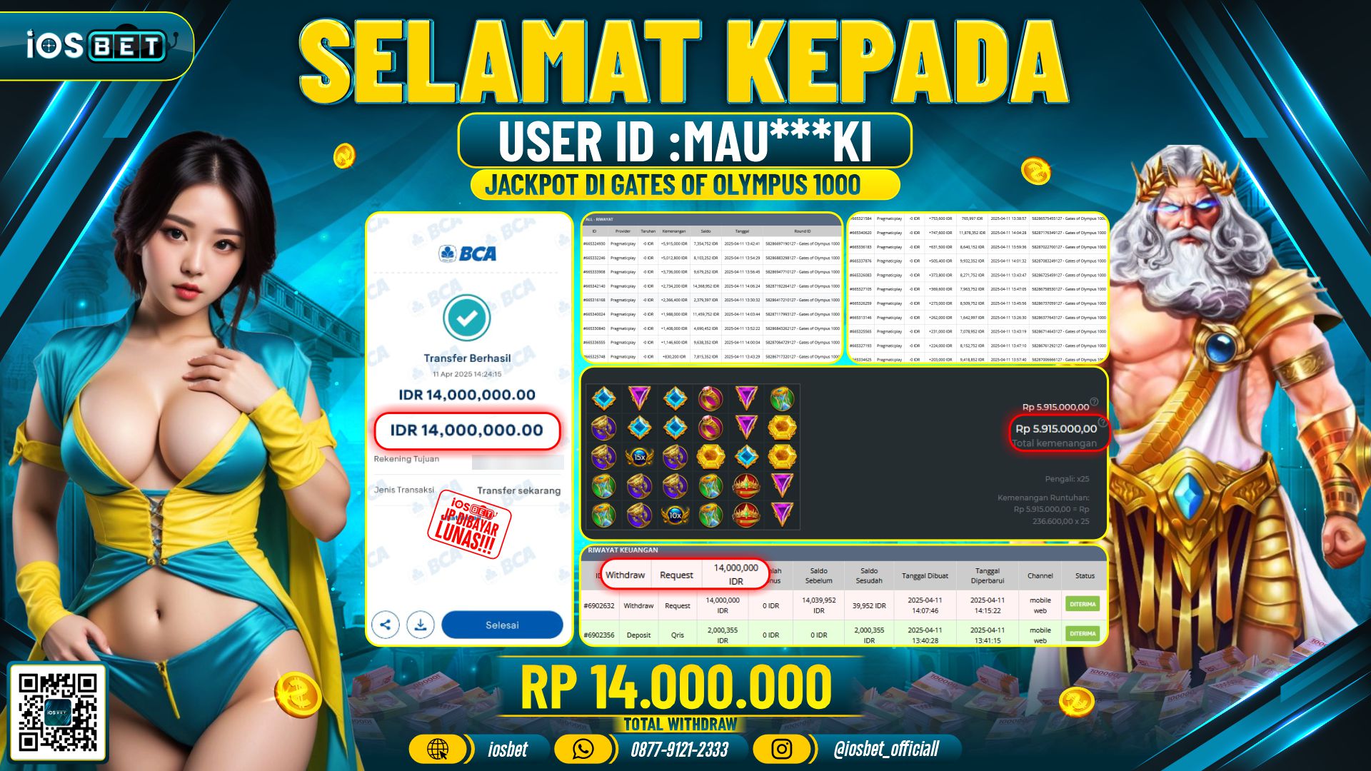 Bukti Pembayaran LUNAS SLOT GAME GACOR  Rp.14.000.000