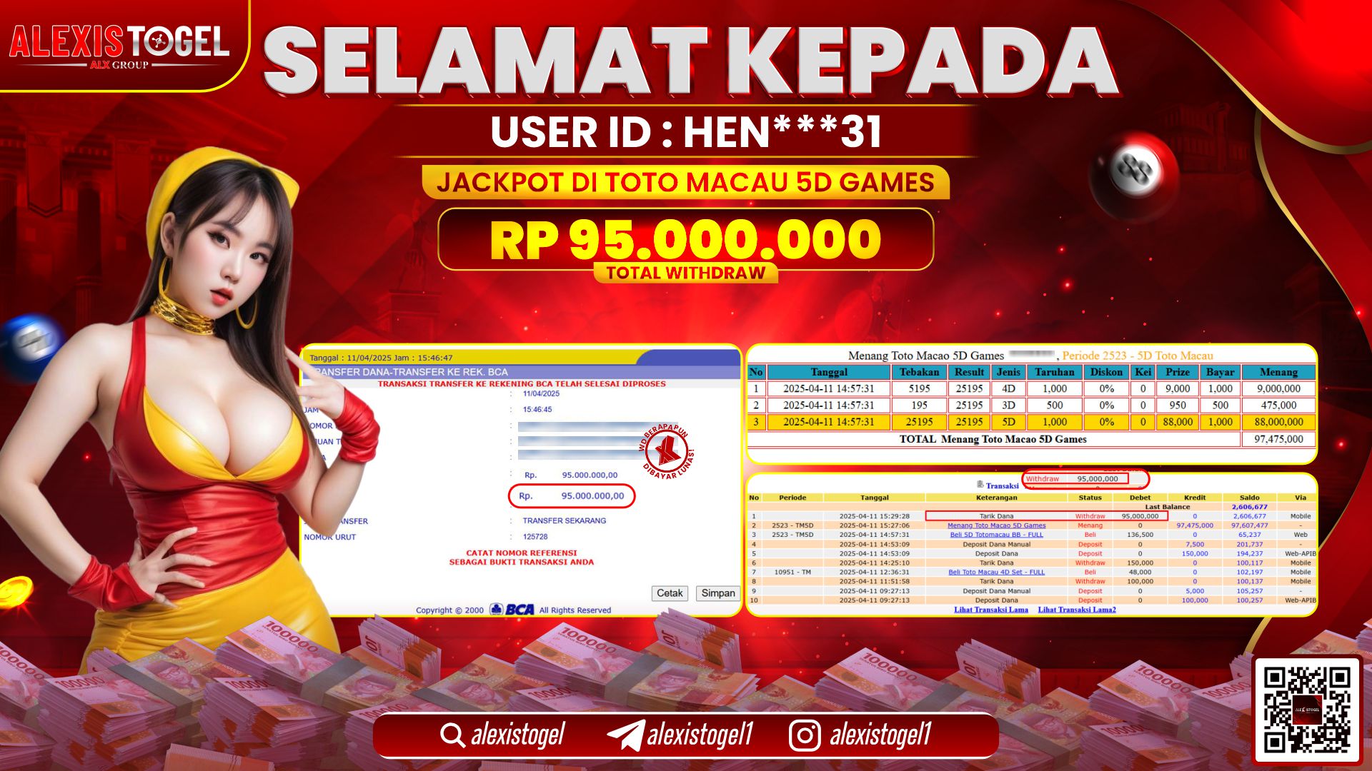ALEXISTOGEL di TOGEL TOTOMACAU 5D GAMES RP.95.000.000 LUNAS