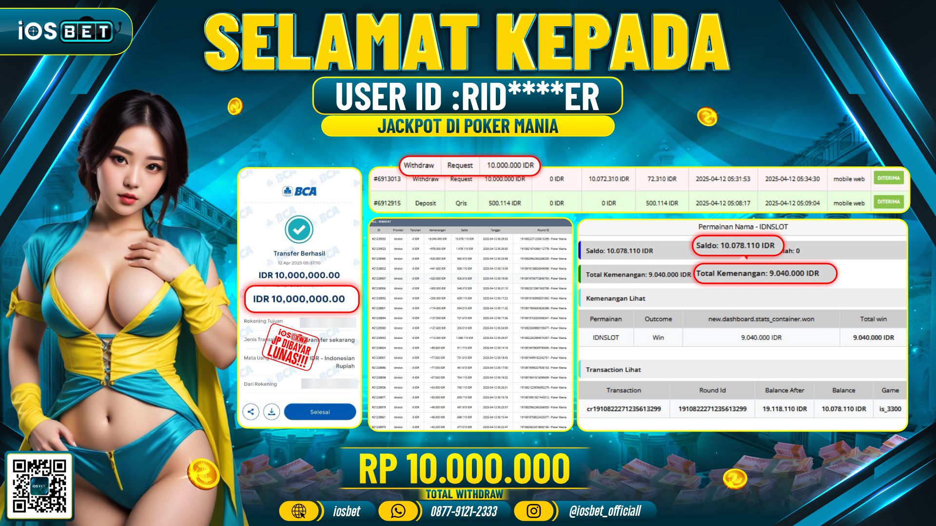 Bukti Pembayaran LUNAS POKER GAME GACOR  Rp.10.000.000