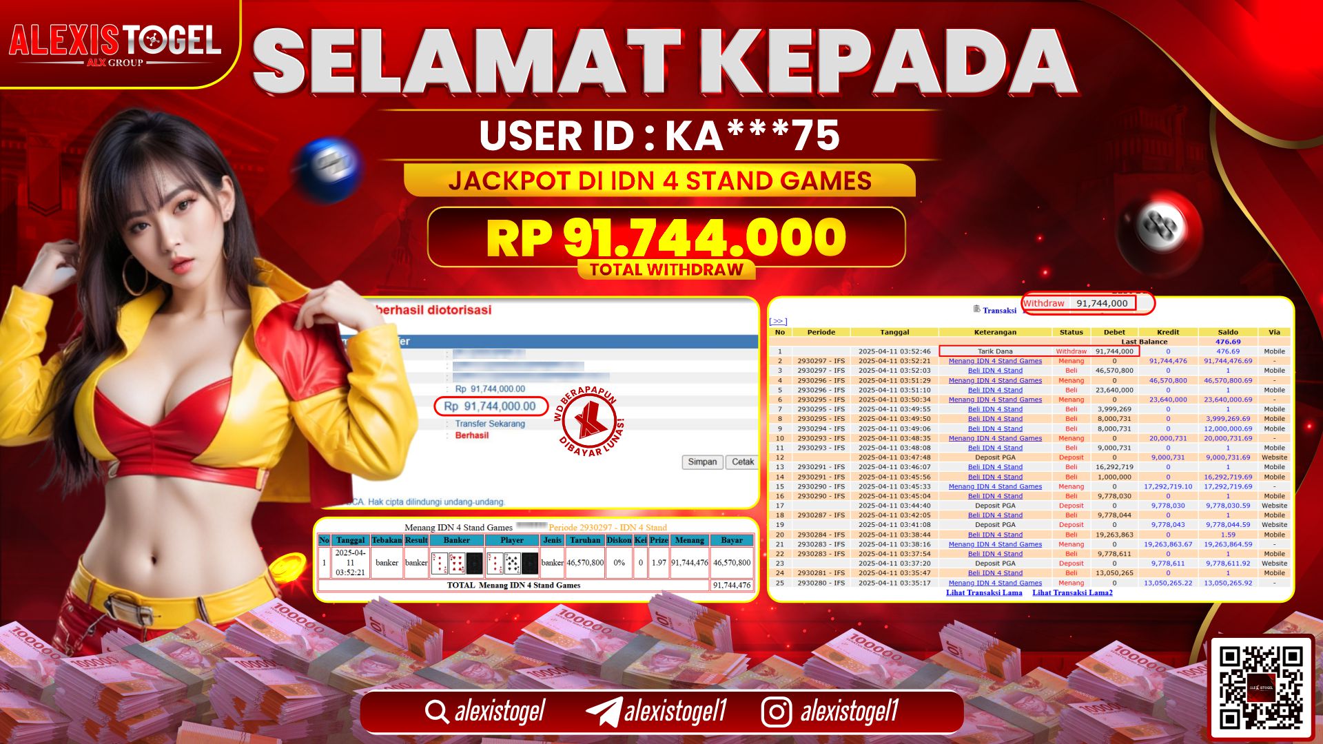 ALEXISTOGEL di CASINO IDN 4 STAND GAMES RP.91.744.000 LUNAS