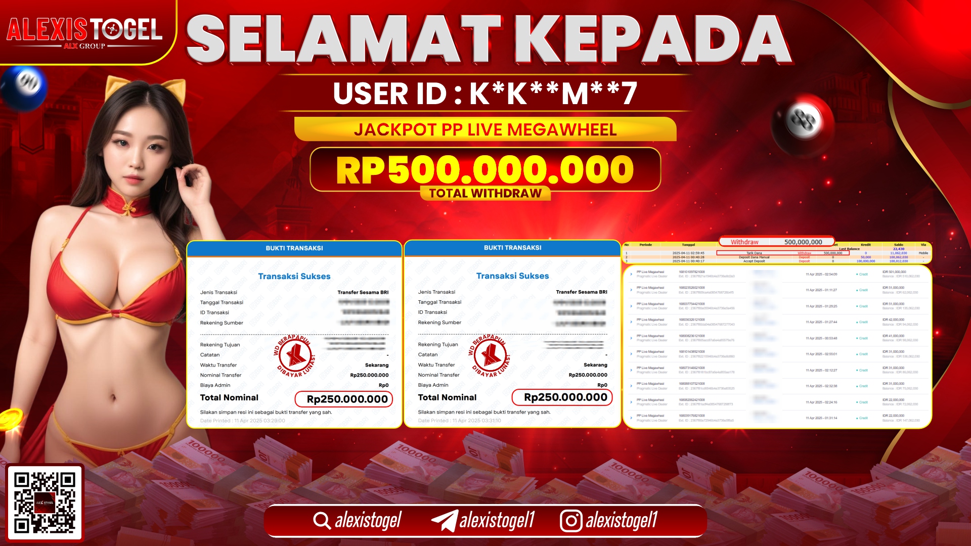 ALEXISTOGEL di PP LIVE MEGAWHEEL RP.500.000.000 LUNAS