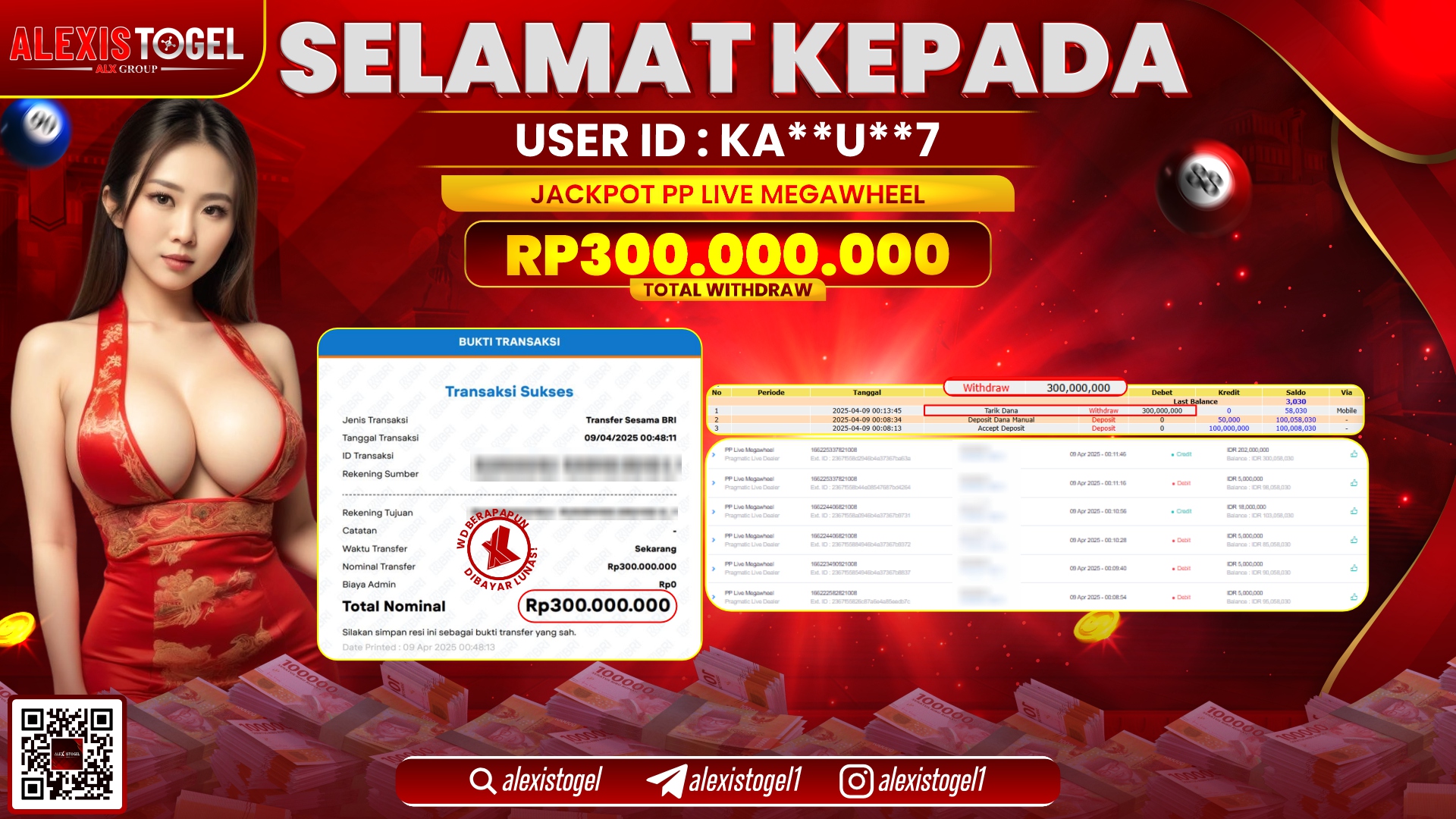 ALEXISTOGEL di PP LIVE MEGAWHEEL RP.300.000.000 LUNAS