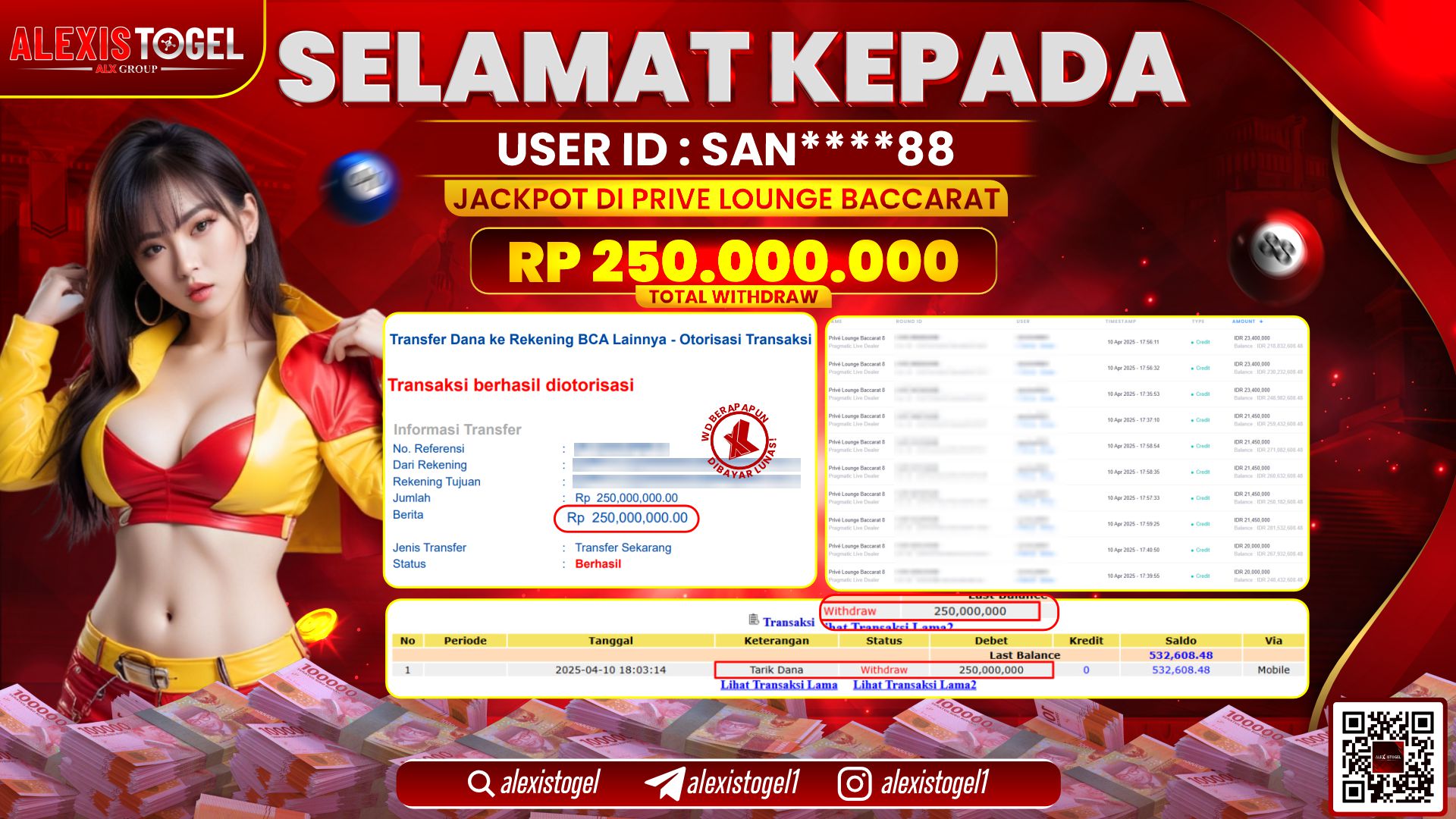 ALEXISTOGEL di SLOT PRIVE LOUNGE RP.250.000.000 LUNAS