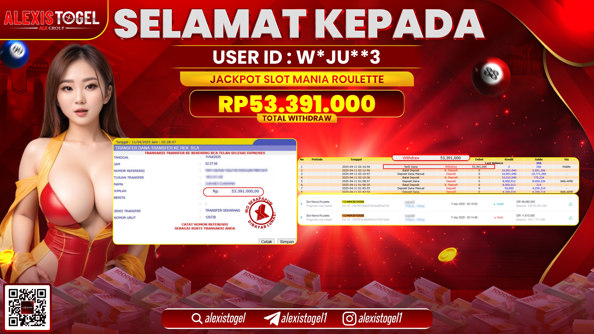 ALEXISTOGEL di SLOT MANIA ROULETTE RP.53.391.000 LUNAS