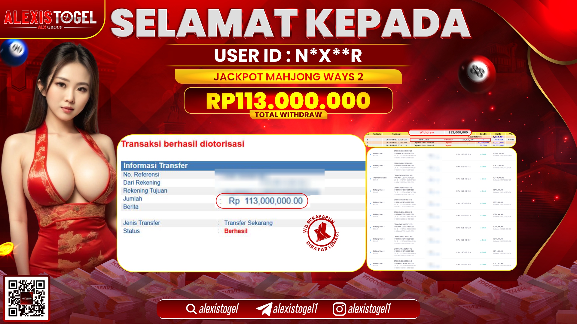 ALEXISTOGEL di SLOT MAHJONG WAYS 2 RP.113.000.000 LUNAS