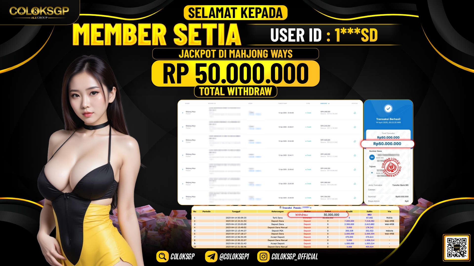 COLOKSGP JACKPOT SLOT GAMES RP 50.000.000 LUNAS
