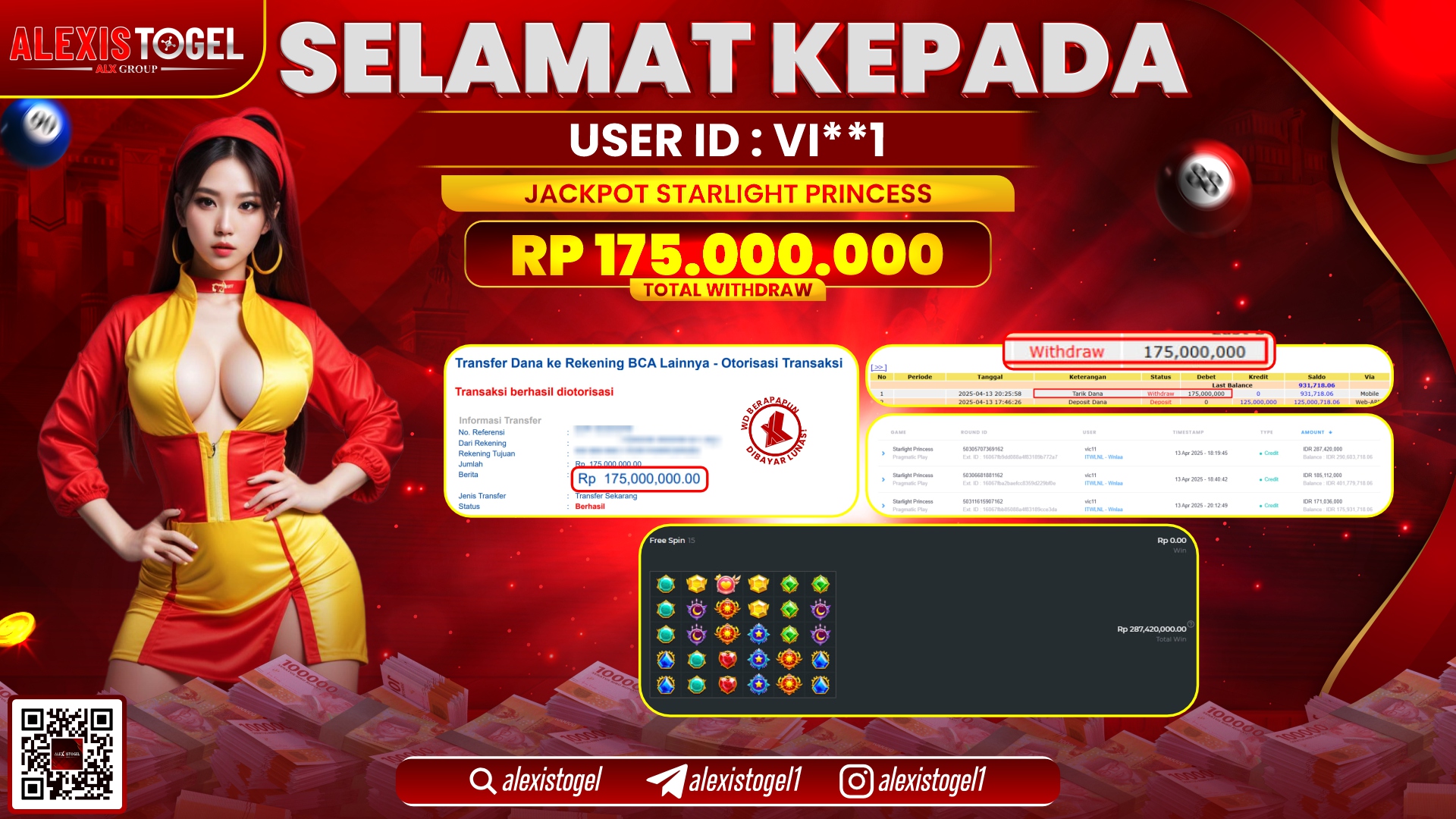 ALEXISTOGEL di SLOT STARLIGHT PRINCESS RP.175.000.000 LUNAS