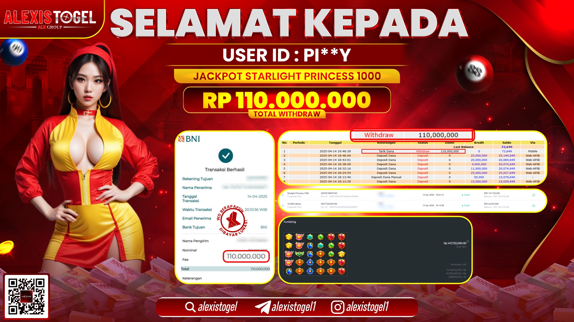 ALEXISTOGEL di SLOT STARLIGHT PRINCESS RP.110.000.000 LUNAS