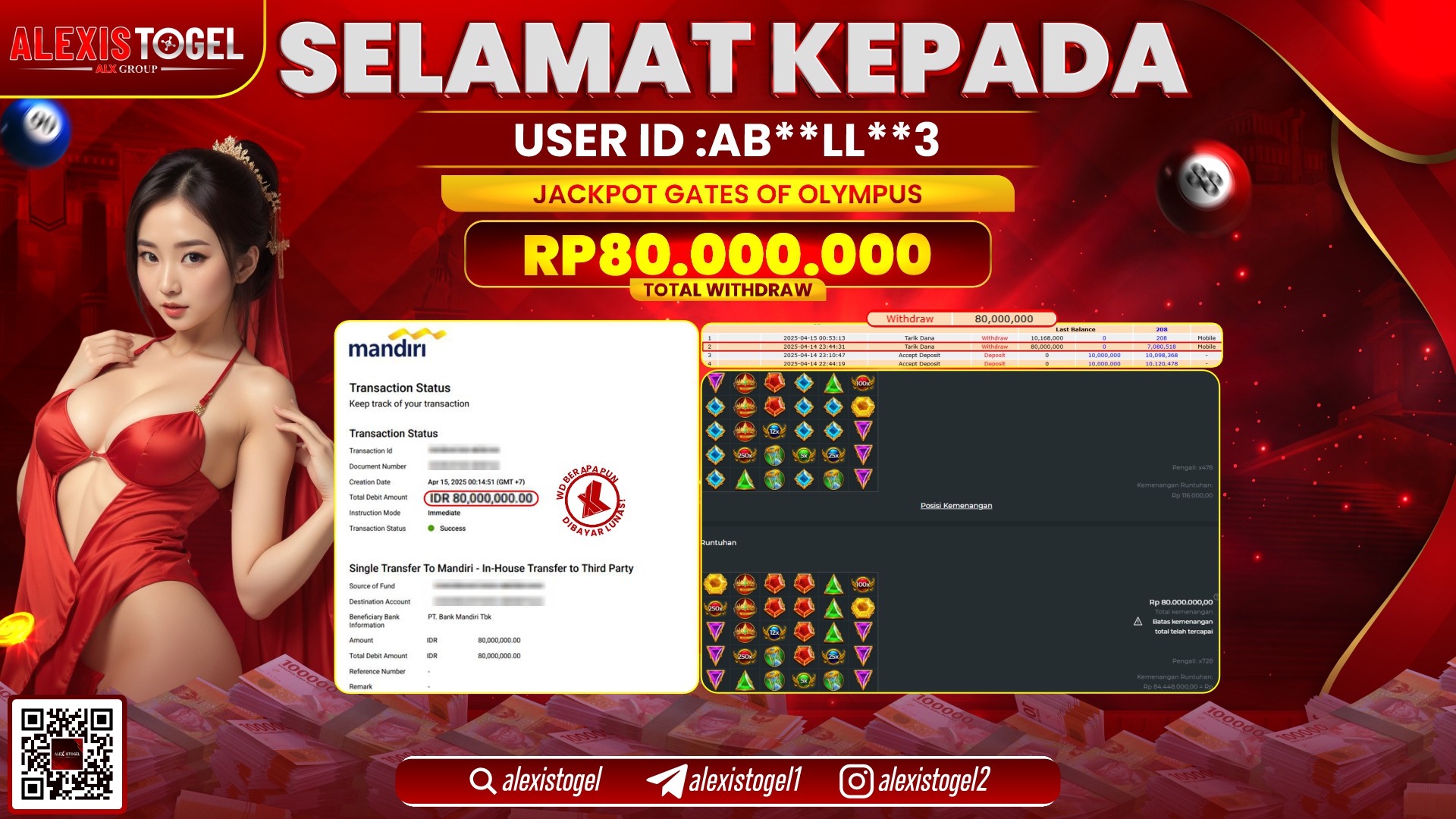 ALEXISTOGEL di SLOT GATES OF OLYMPUS RP.80.000.000 LUNAS