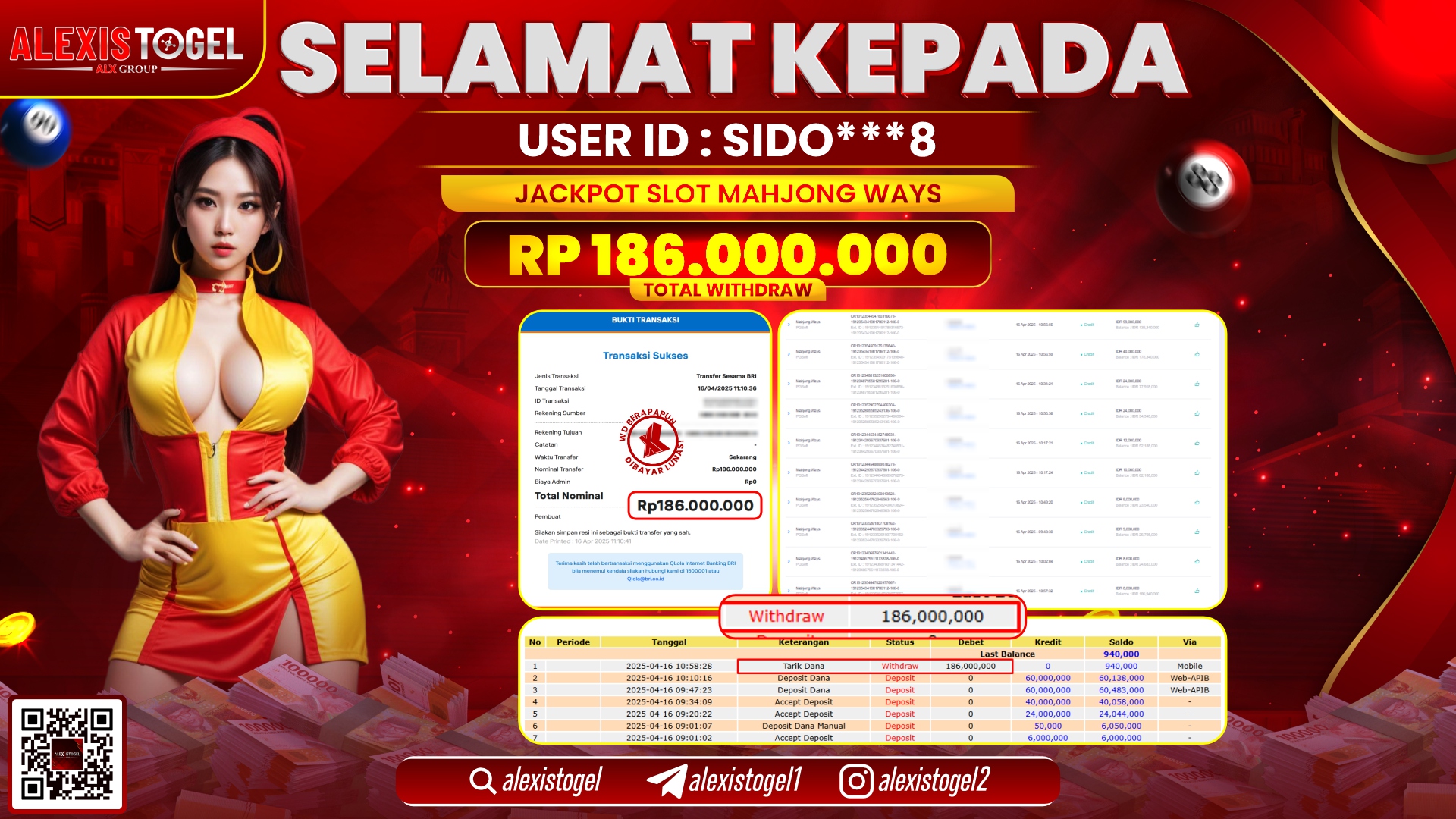 ALEXISTOGEL di SLOT MAHJONG WAYS RP.186.000.000 LUNAS