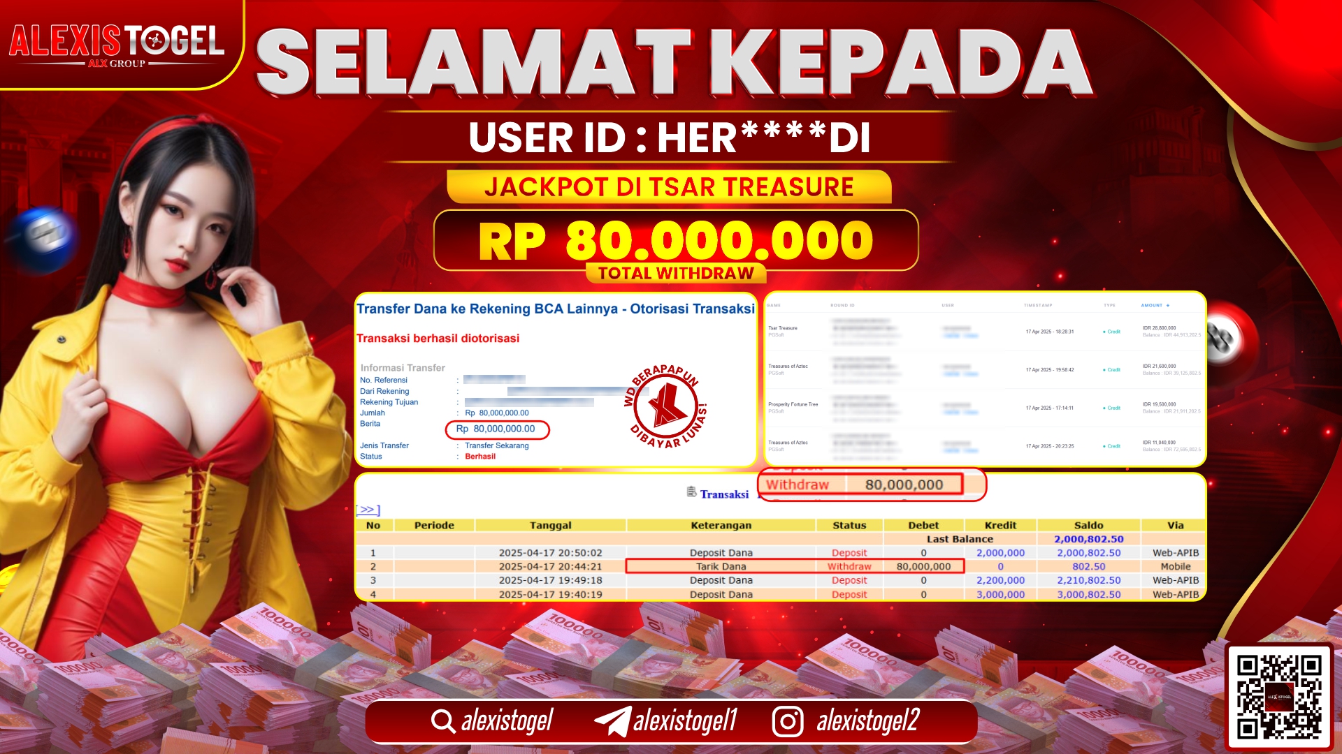 ALEXISTOGEL di SLOT TSAR TREASURE RP.80.000.000 LUNAS