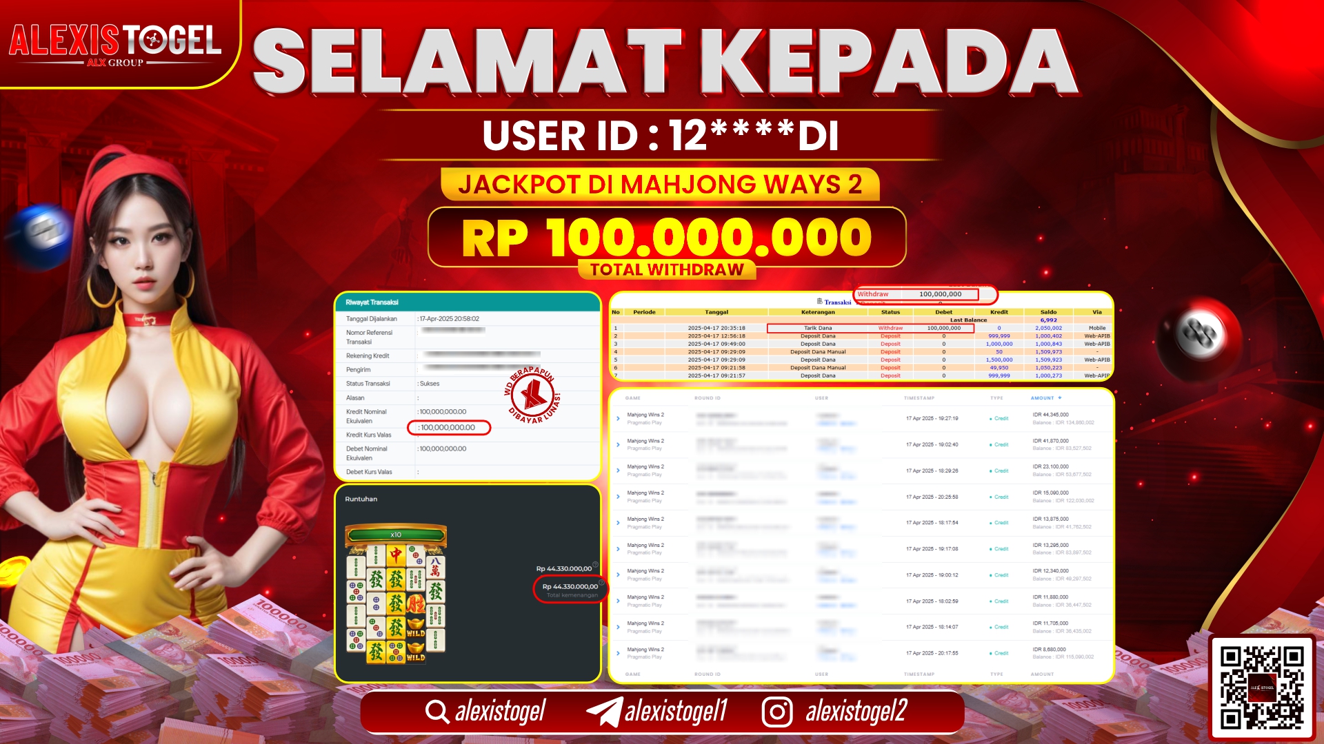 ALEXISTOGEL di SLOT MAHJONG WAYS RP.100.000.000 LUNAS