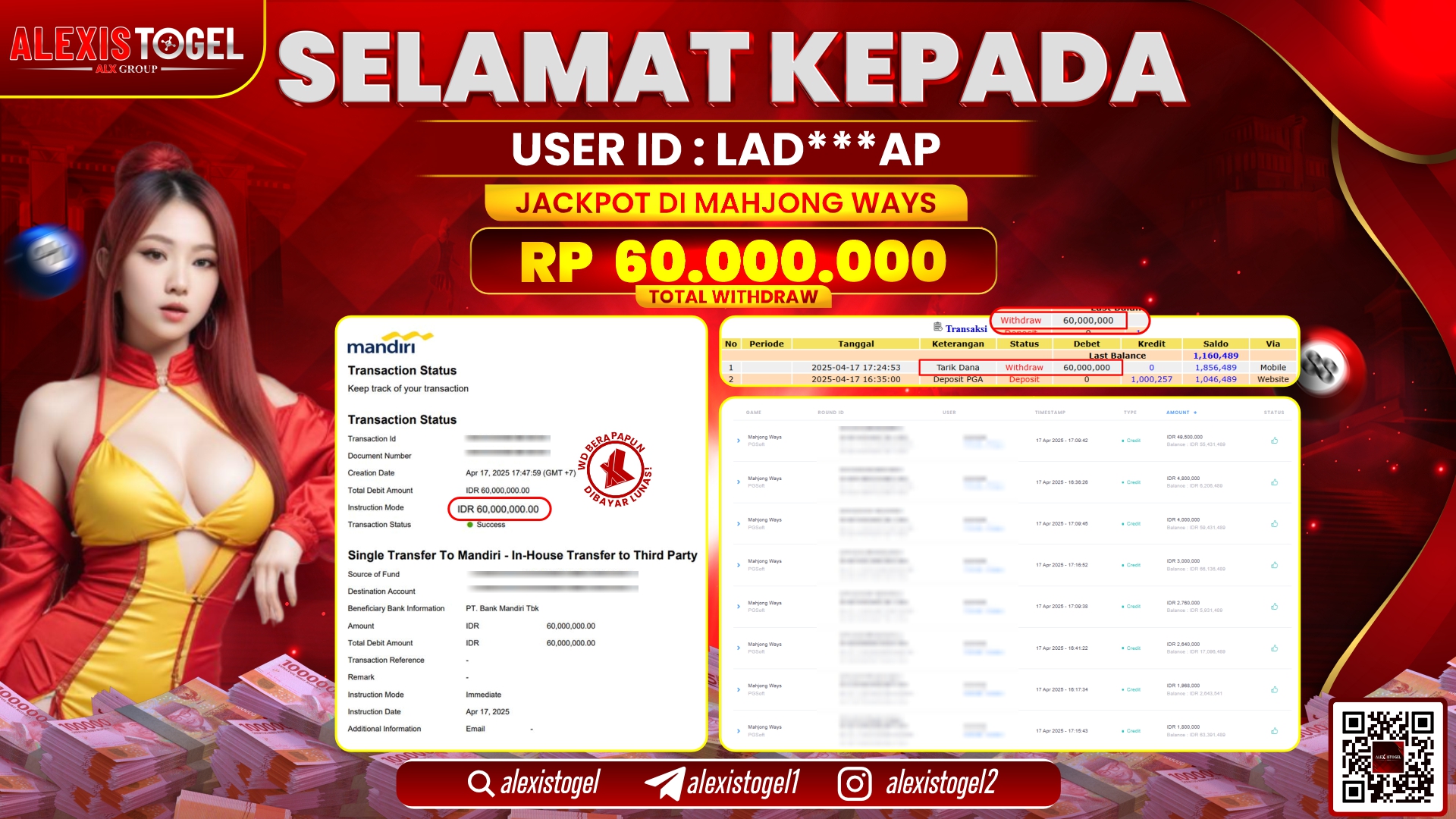 ALEXISTOGEL di SLOT MAHJONG WAYS RP.60.000.000 LUNAS