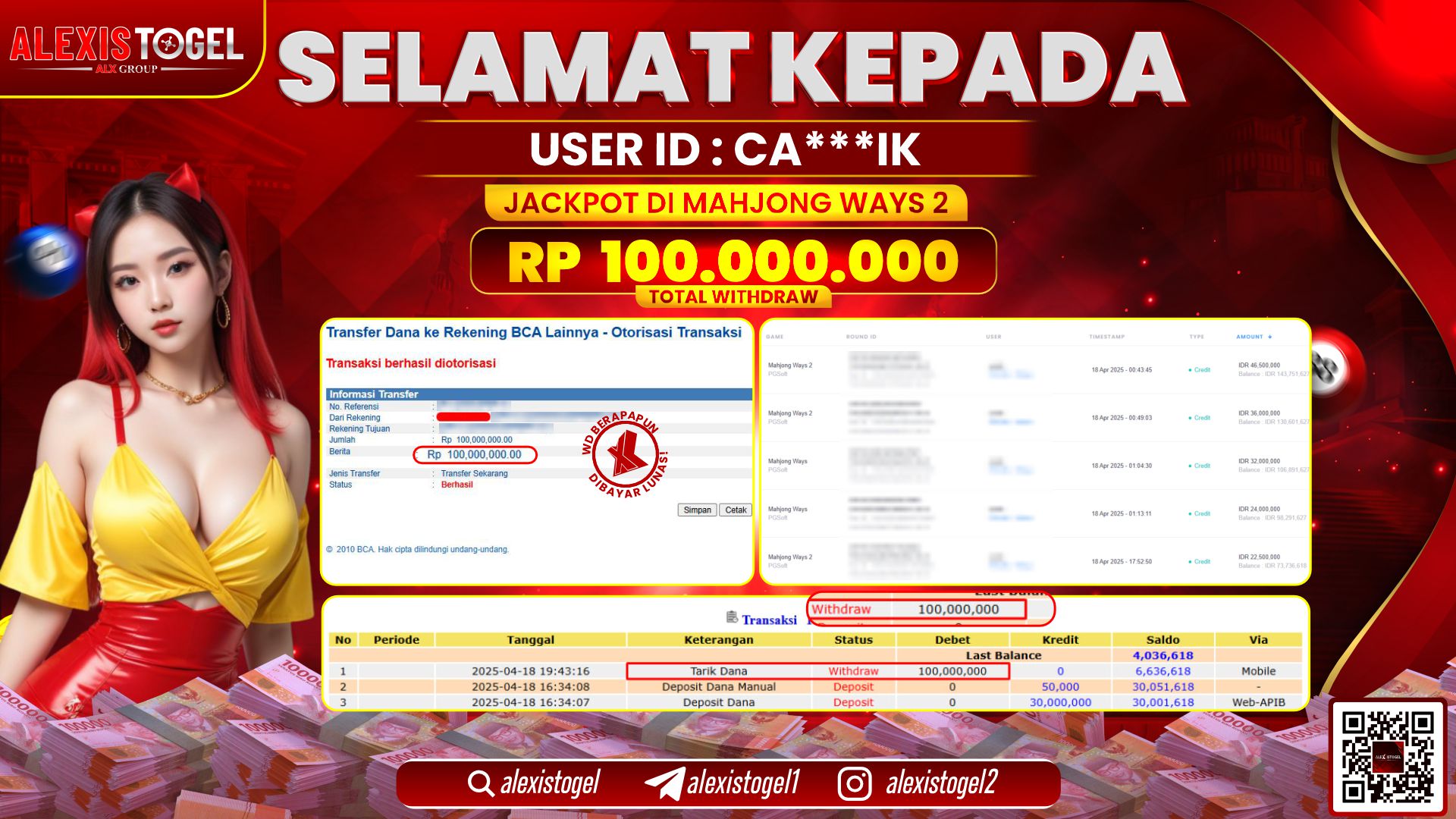 ALEXISTOGEL di SLOT MAHJONG WAYS 2 RP.100.000.000 LUNAS