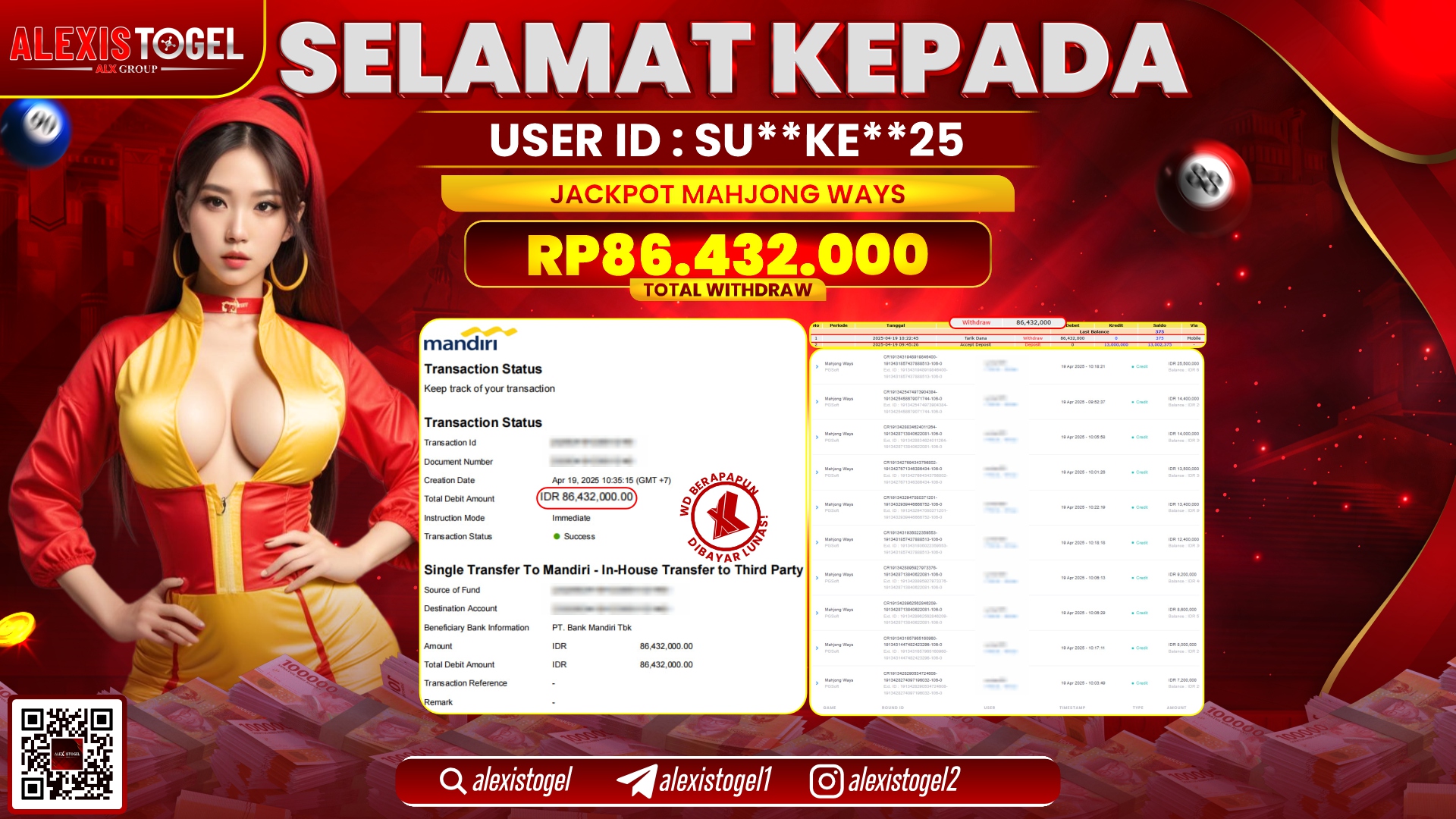 ALEXISTOGEL di SLOT MAHJONG WAYS RP.86.432.000 LUNAS