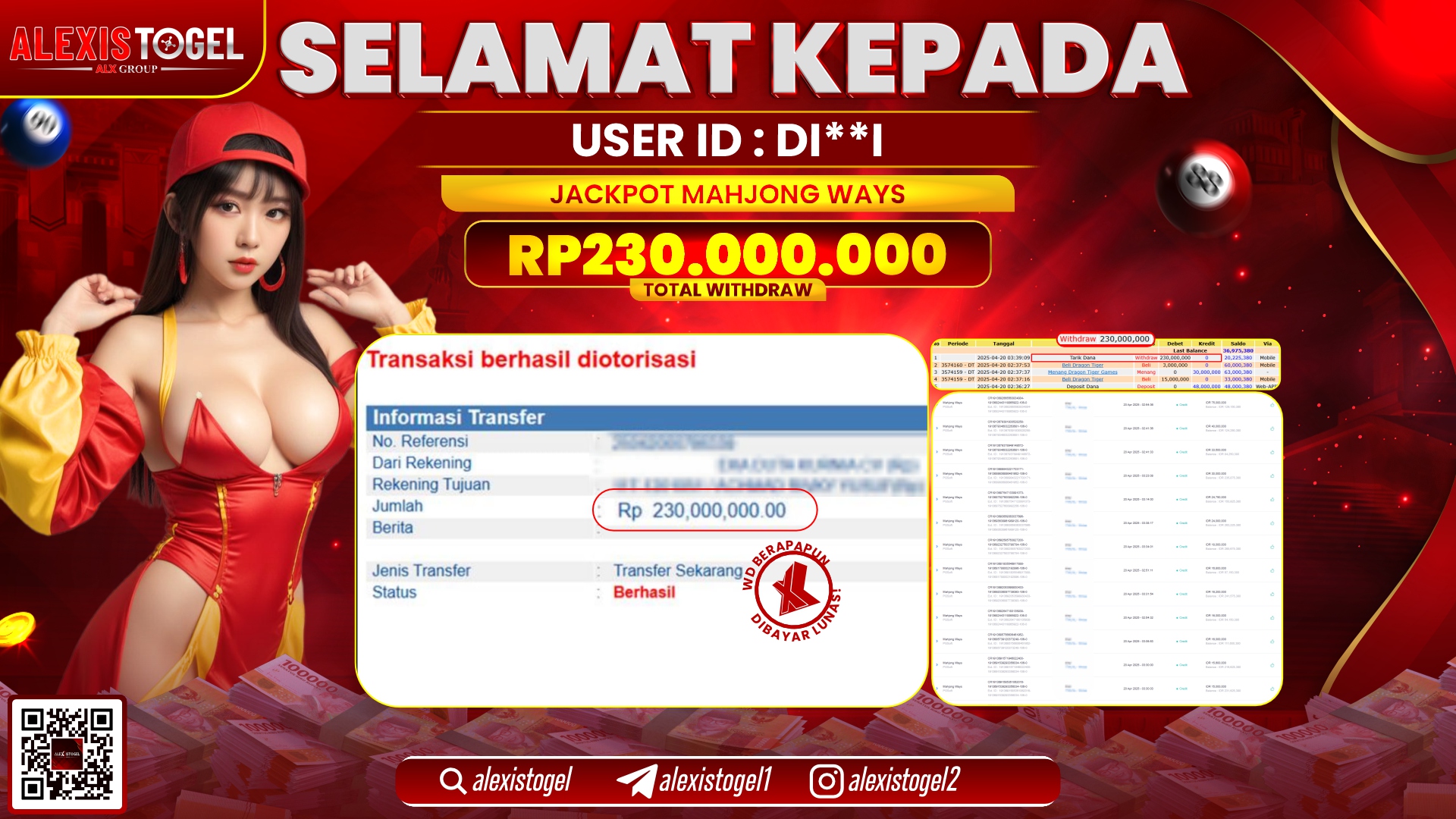 ALEXISTOGEL di SLOT MAHJONG WAYS RP.230.000.000 LUNAS